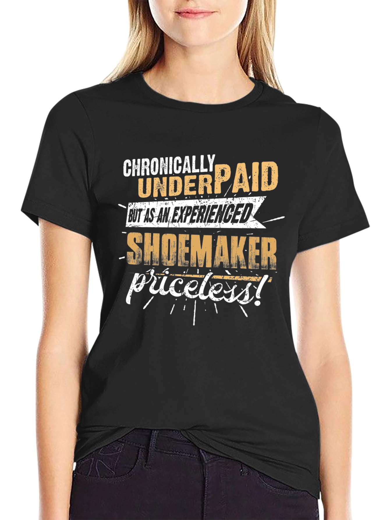 Black Chronically Underpaid Shoemaker Graphic Tee view 2