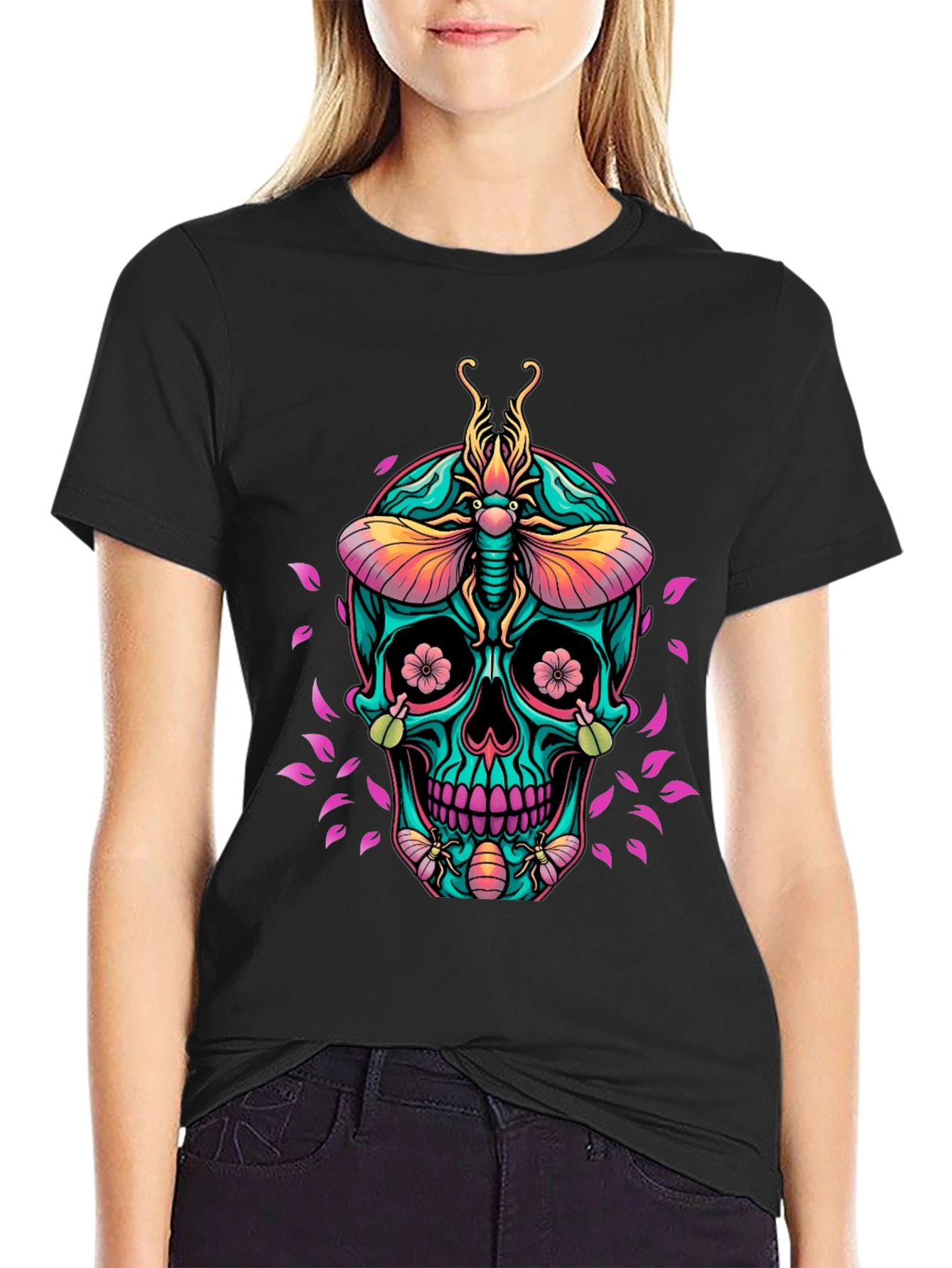 Black Skull & Bugs Graphic Tee view 2