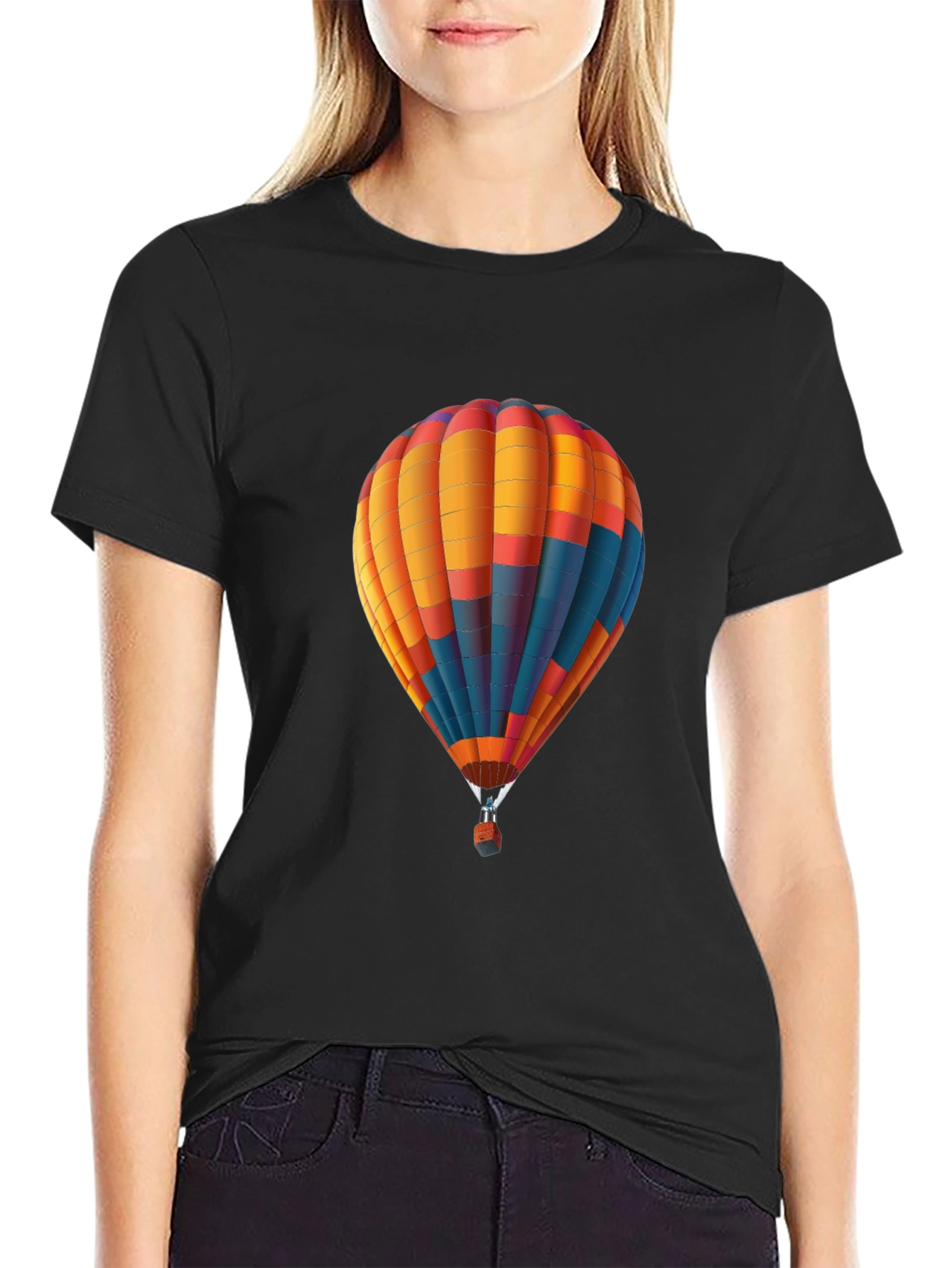Black Hot Air Balloon Graphic Tee - Stylish & Unique view 2