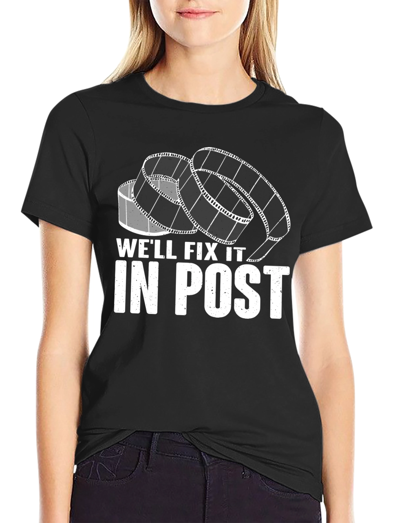 Black We'll Fix It In Post T-Shirt - Film Editor Crew view 2