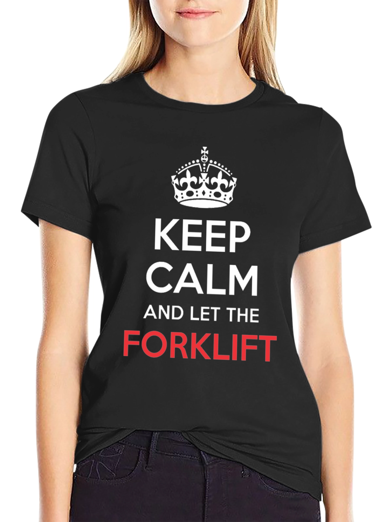Black Keep Calm and Let the Forklift T-Shirt view 2