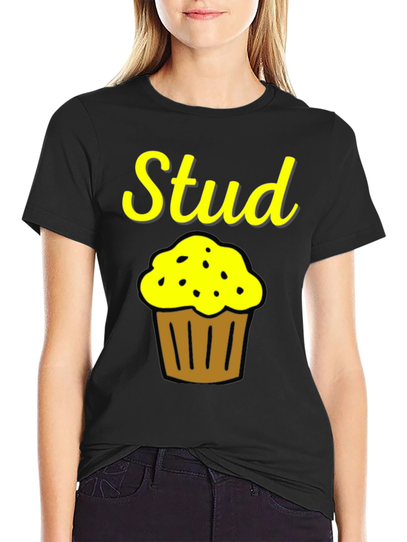 Black Stud Muffin Funny Graphic T-Shirt view 2