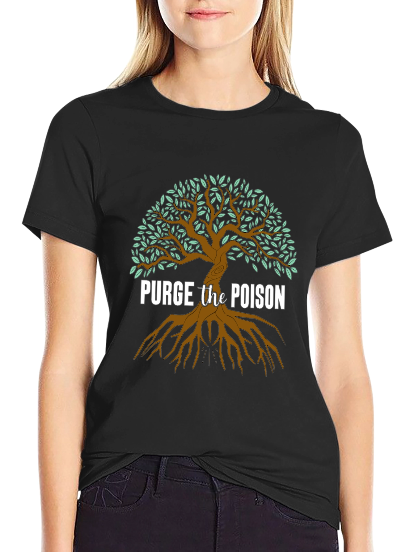 Black Purge the Poison Graphic Tree T-Shirt view 2