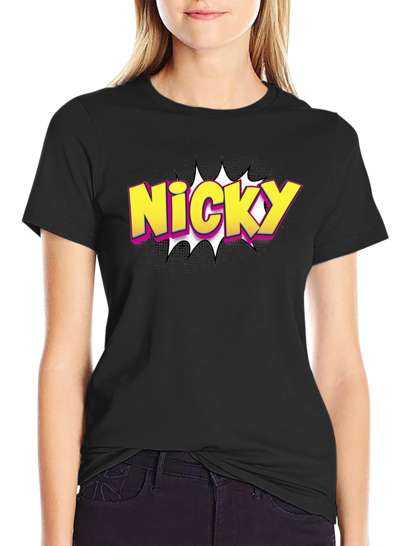 Black Nicky Comic Style Graphic Tee - Black view 2