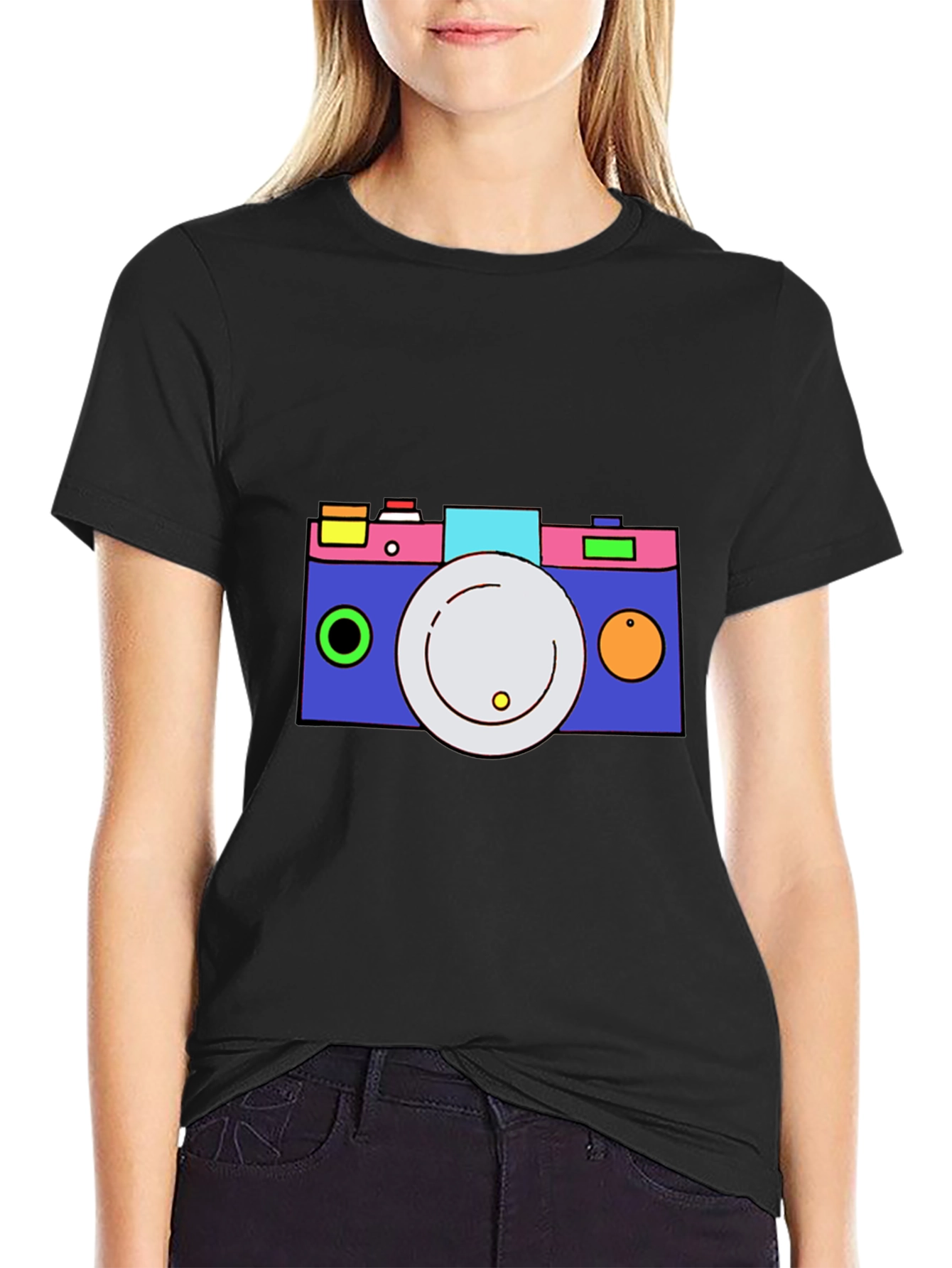 Black Funky Camera Graphic Tee - Cool and Casual view 2