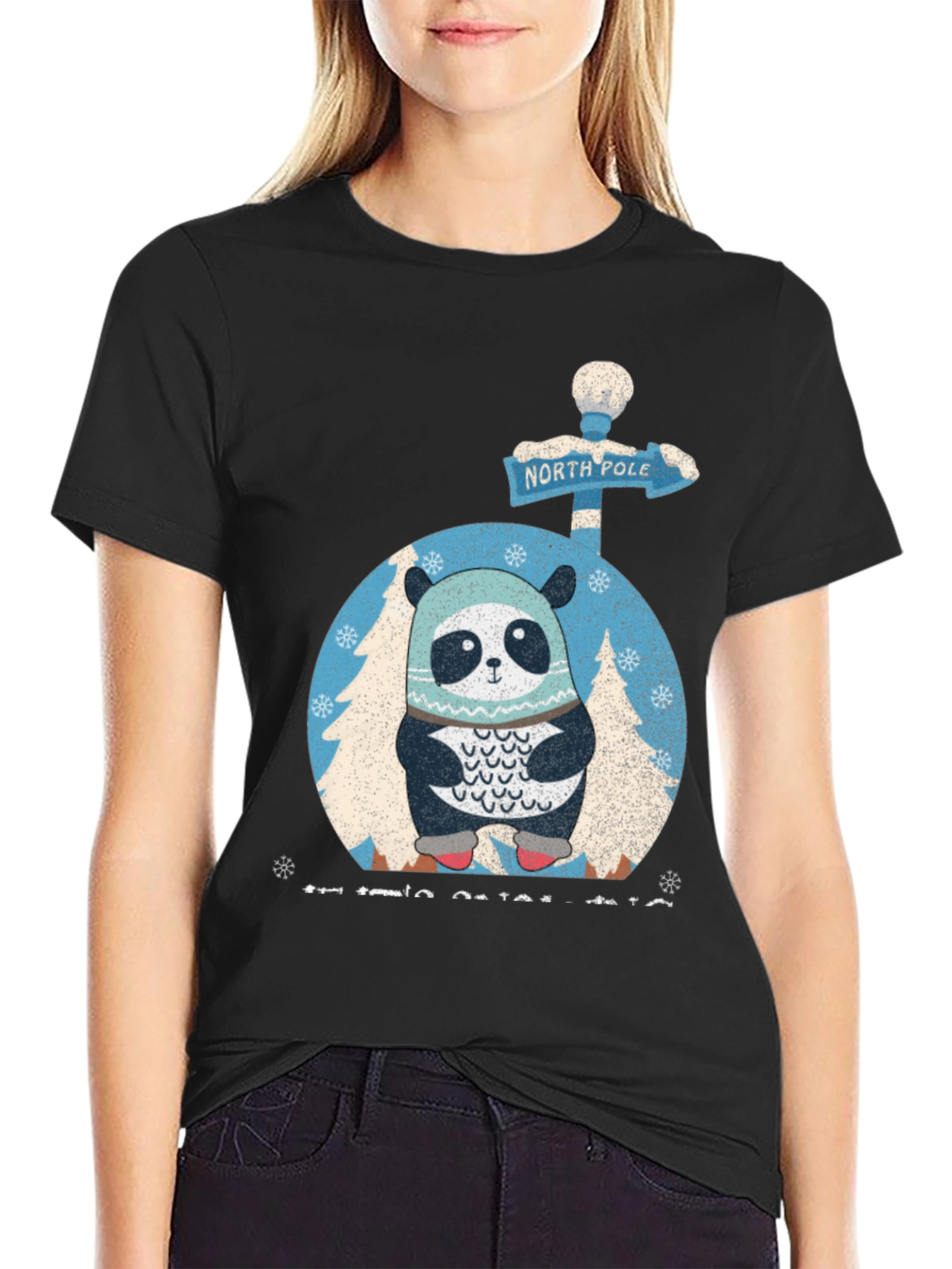 Black Winter Panda Graphic Tee view 2