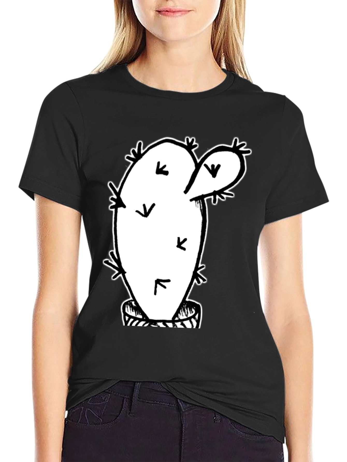 Black Cactus Graphic T-Shirt - Trendy Black Tee view 2