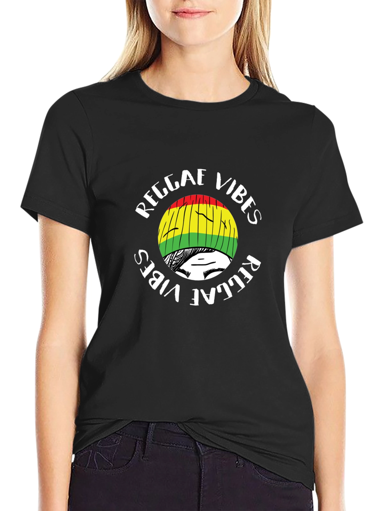 Black Reggae Vibes Graphic T-Shirt - Black view 2