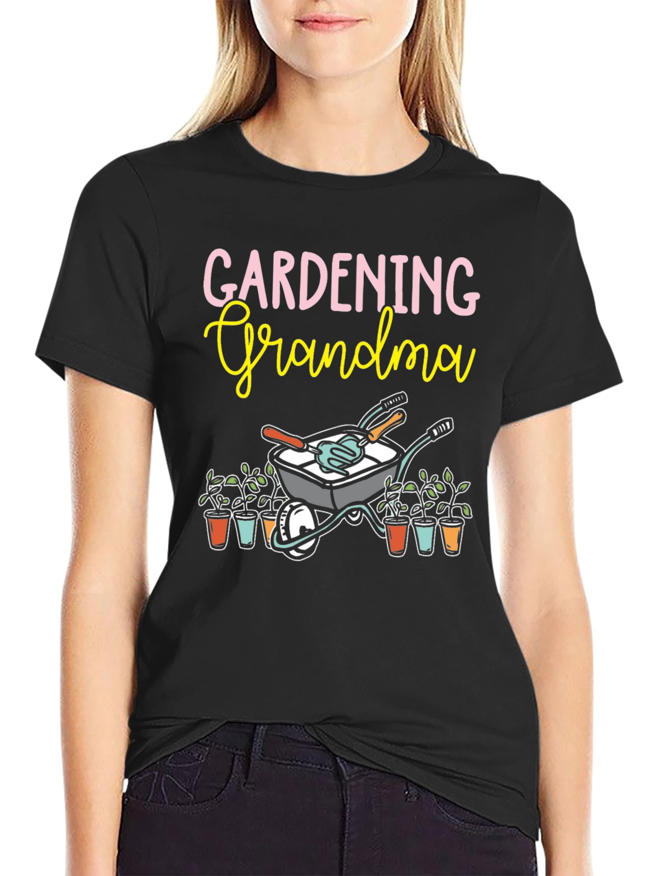 Black Gardening Grandma T-Shirt view 2