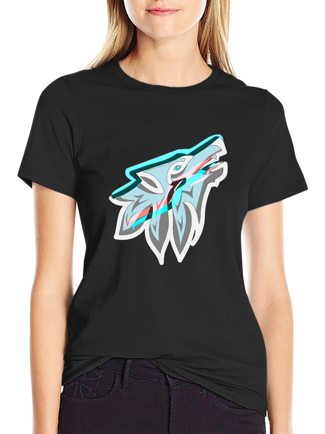 Black Wolf Graphic Print Tee - Cool Style view 2