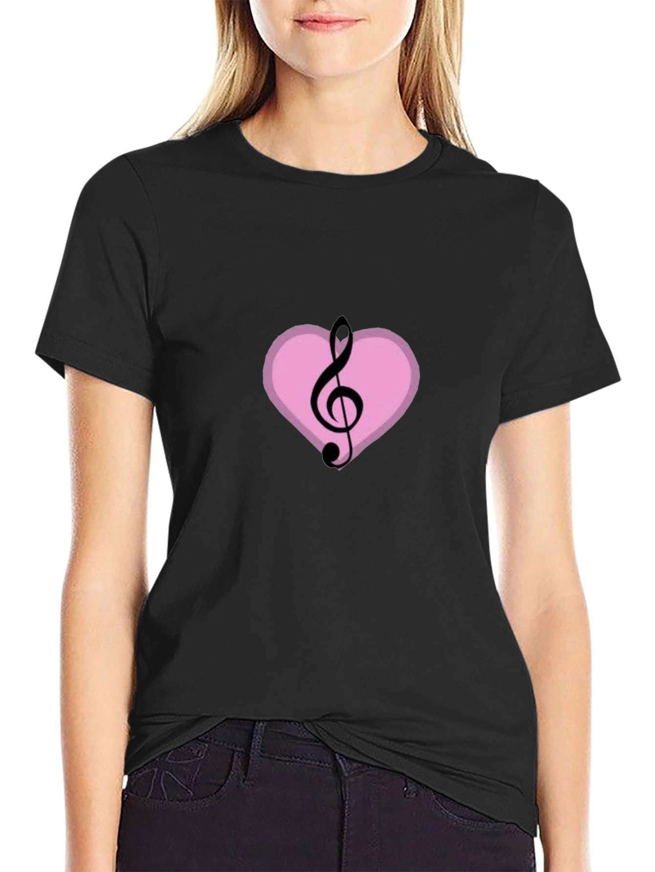Black Musical Heart T-Shirt - Black Graphic Tee view 2