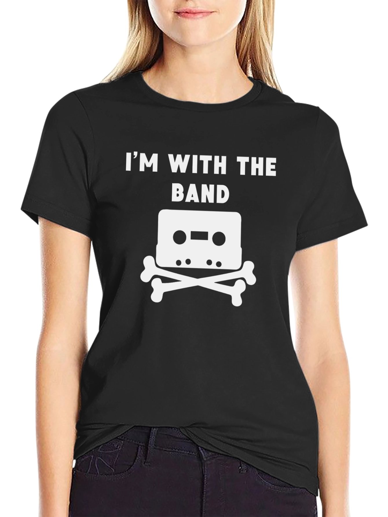 Black I'm with the Band Cassette Tape T-Shirt view 2