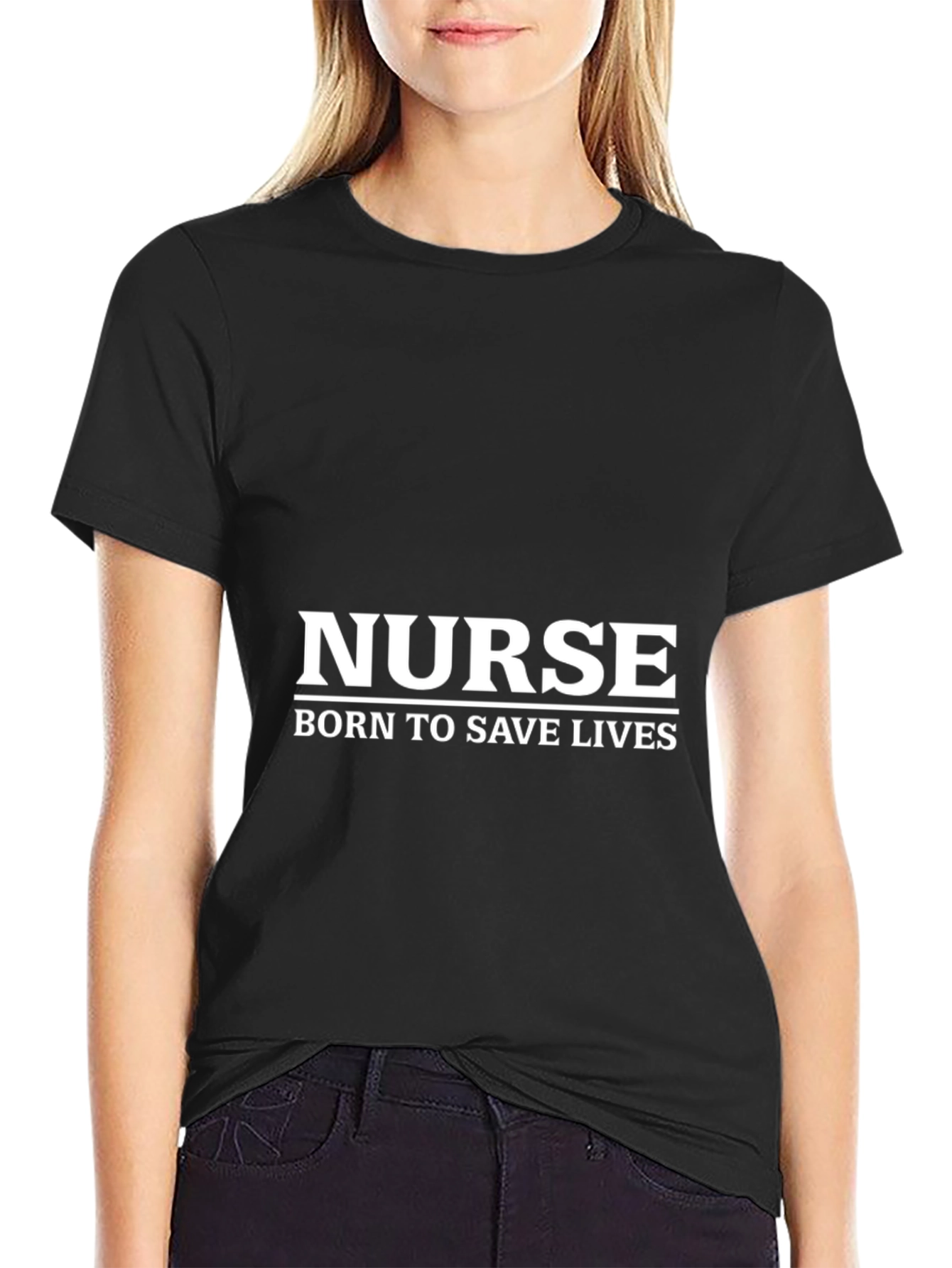 Black Nurse Born to Save Lives T-Shirt - Black view 2