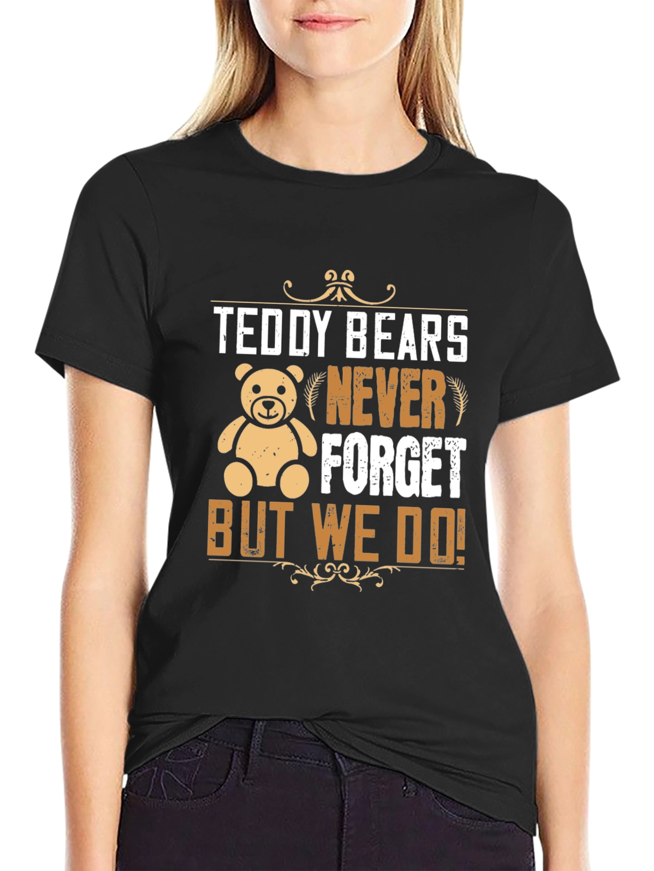 Black Teddy Bears Never Forget Graphic T-Shirt view 2
