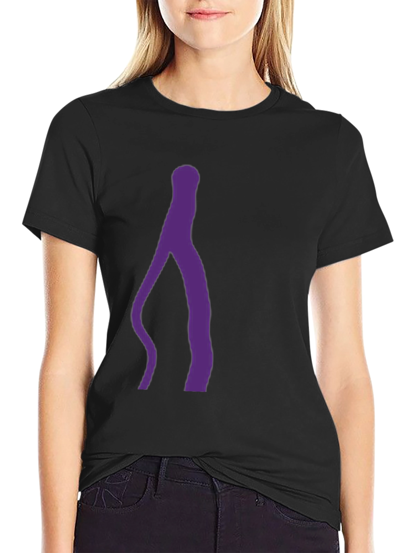 Black Abstract Purple Silhouette Black T-Shirt view 2