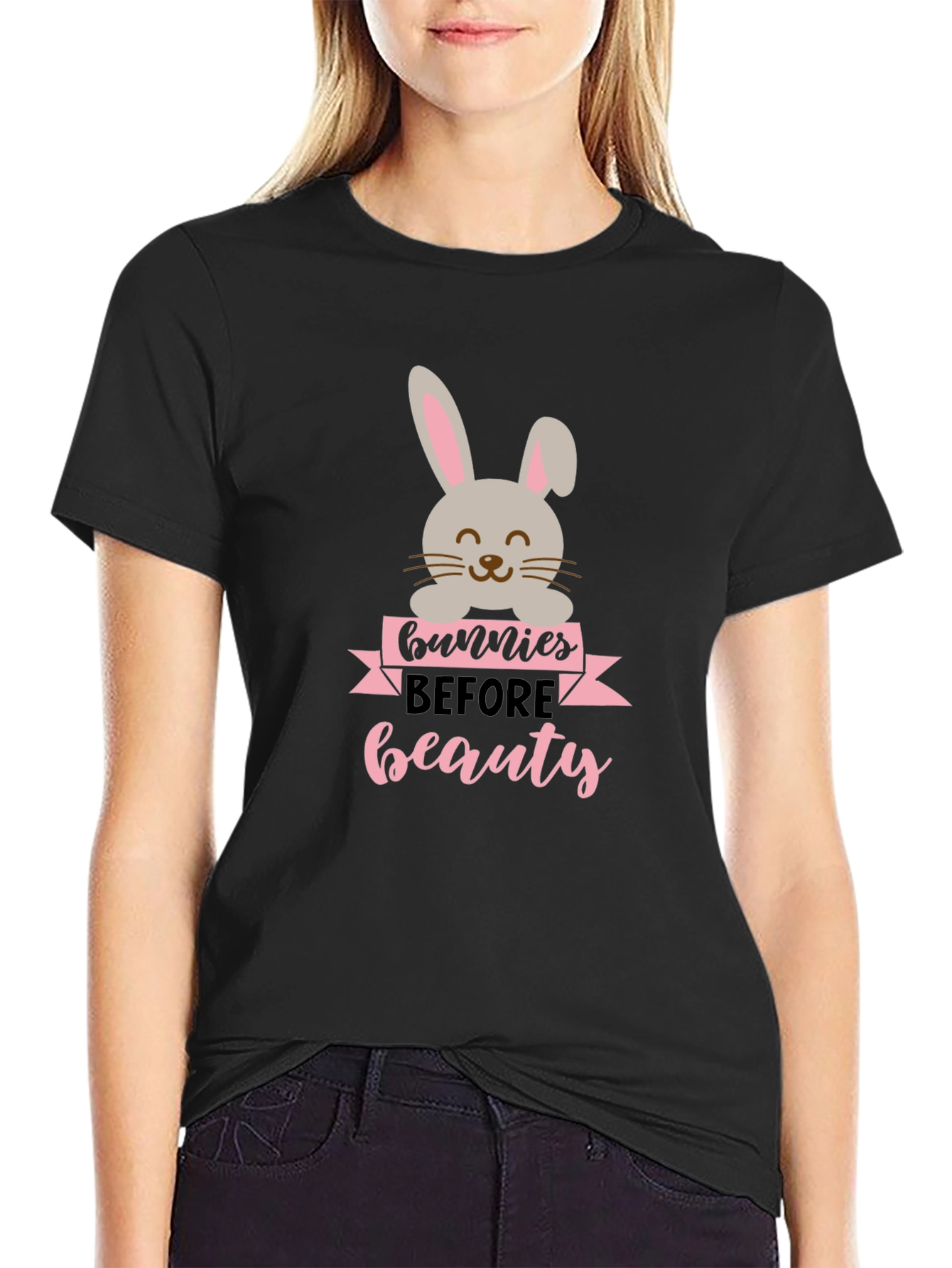 Black Bunnies Before Beauty Black T-Shirt view 2