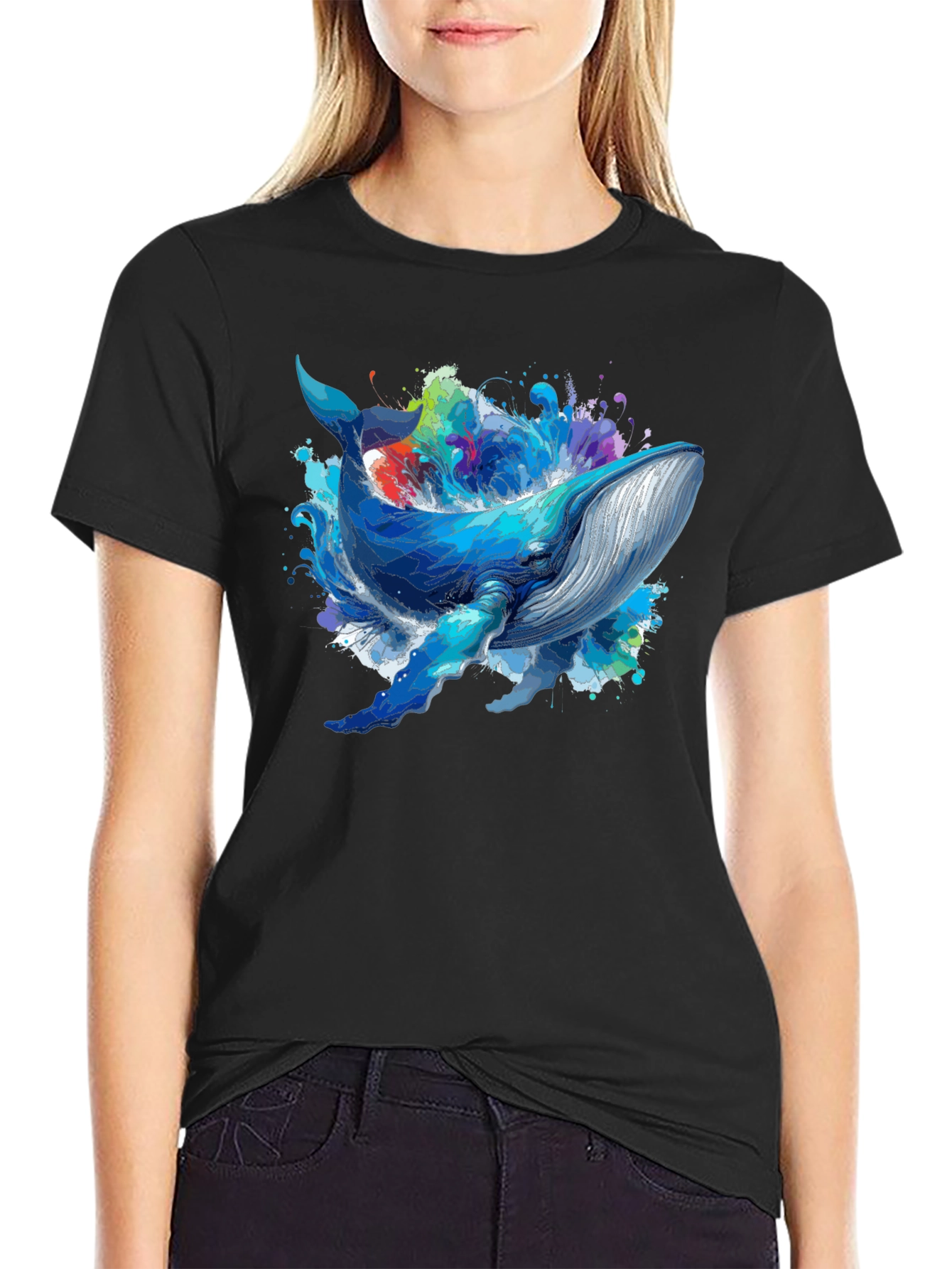 Whale Graphic Tee - Black Unisex T-Shirt - 2