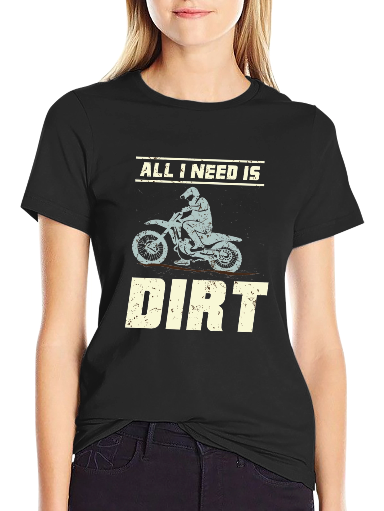 Black All I Need Is Dirt Motocross T-Shirt view 2