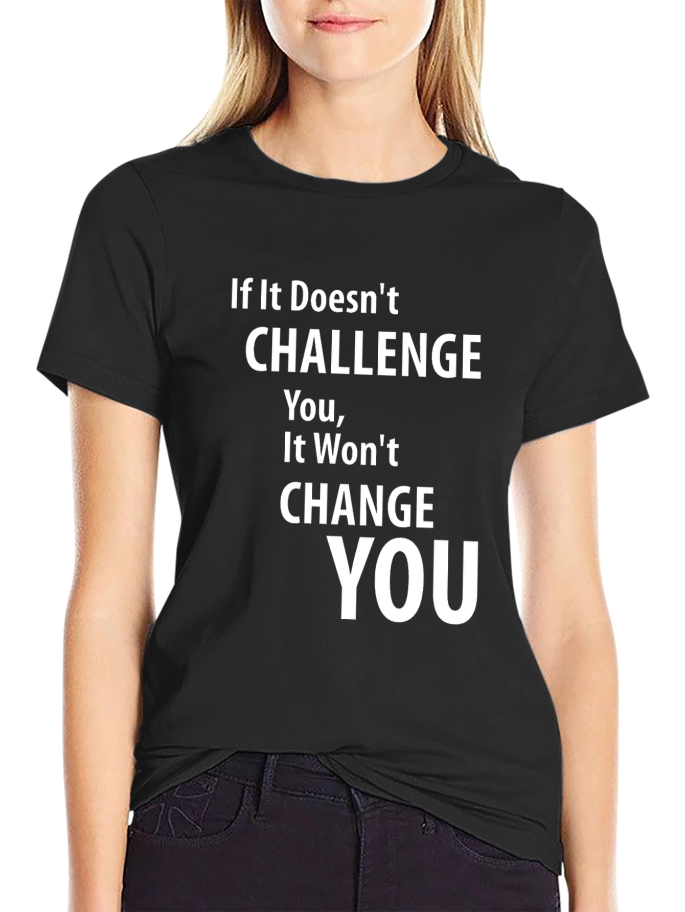 Black Challenge You T-Shirt - Motivational Graphic Tee view 2