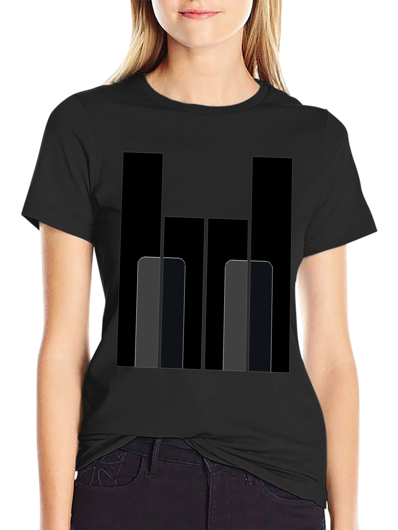 Black Modern Geometric Black Tee view 2