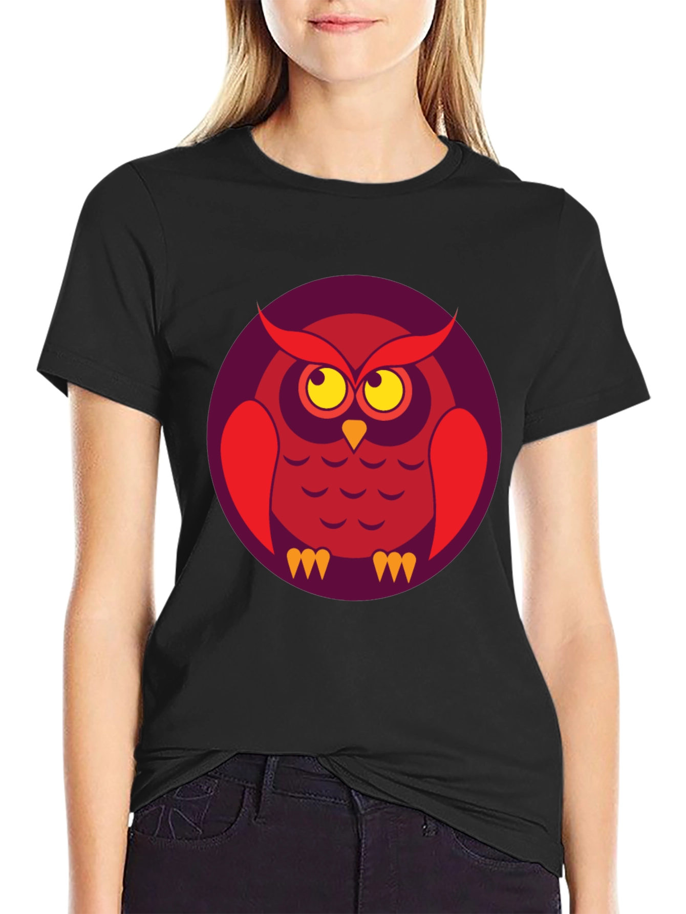 Black Cool Owl Graphic T-Shirt - Unique Design view 2