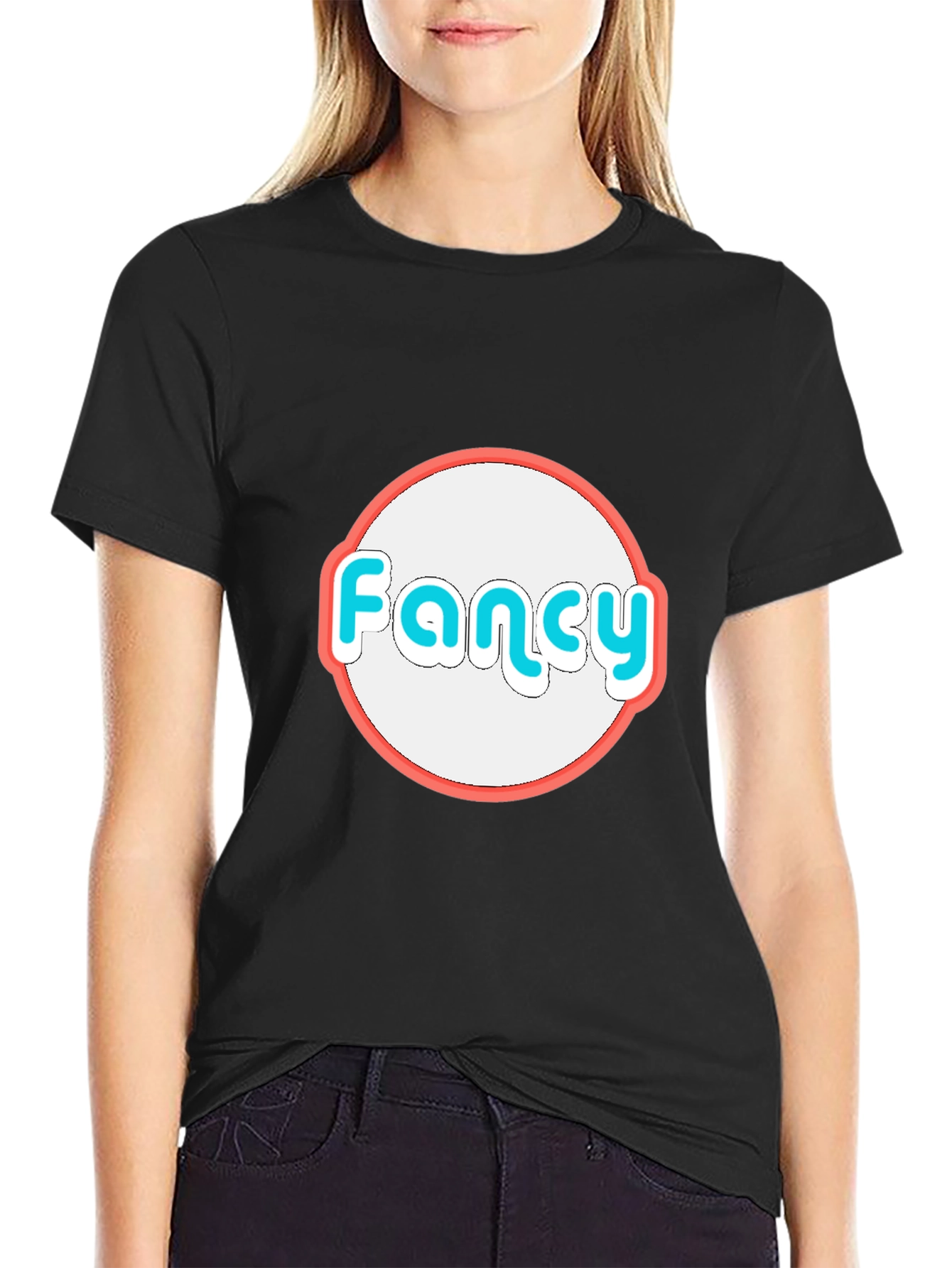 Black Fancy Graphic Tee - Black Cotton Blend view 2