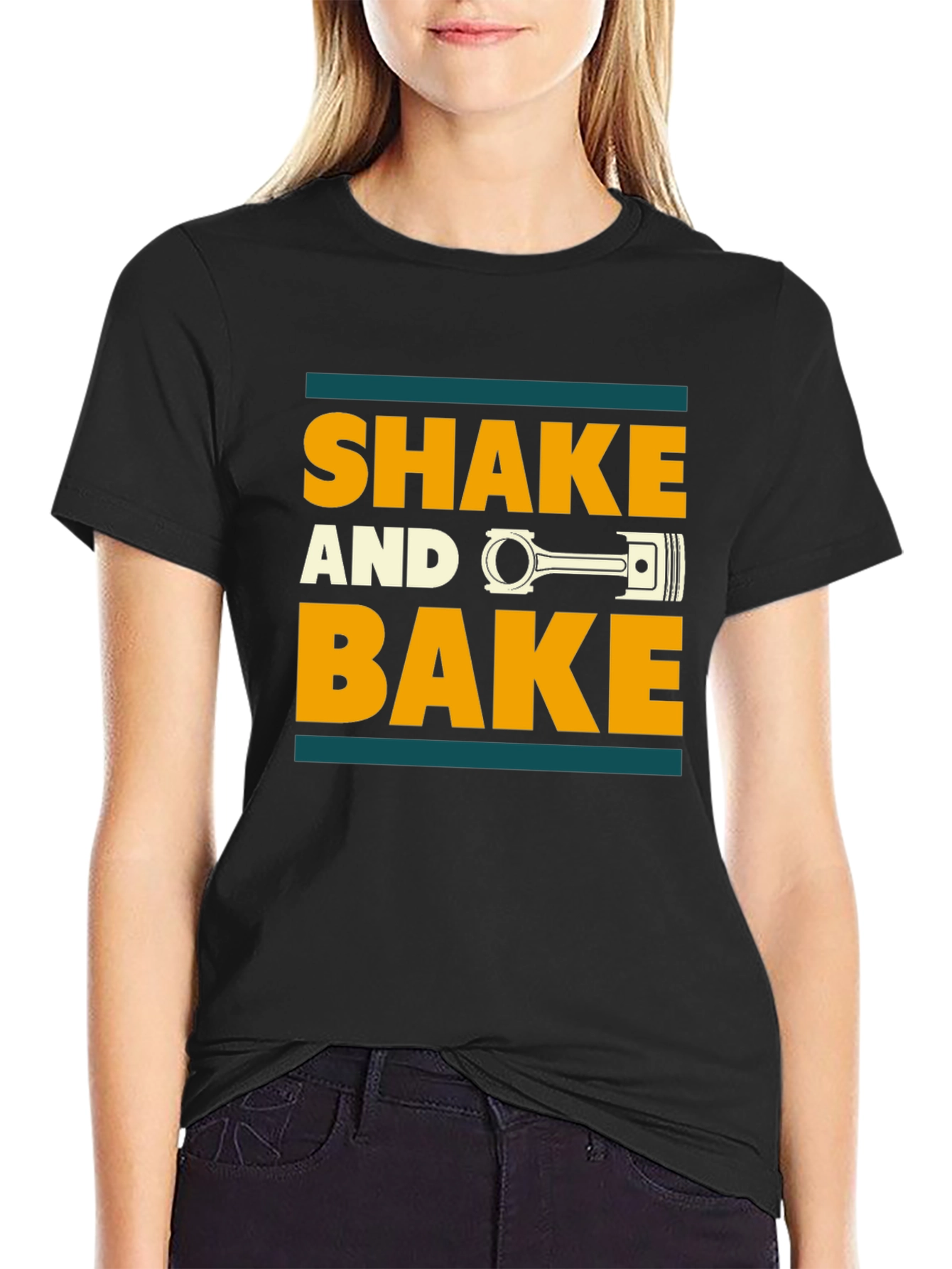 Black Shake and Bake T-Shirt - Humorous Automotive Design view 2