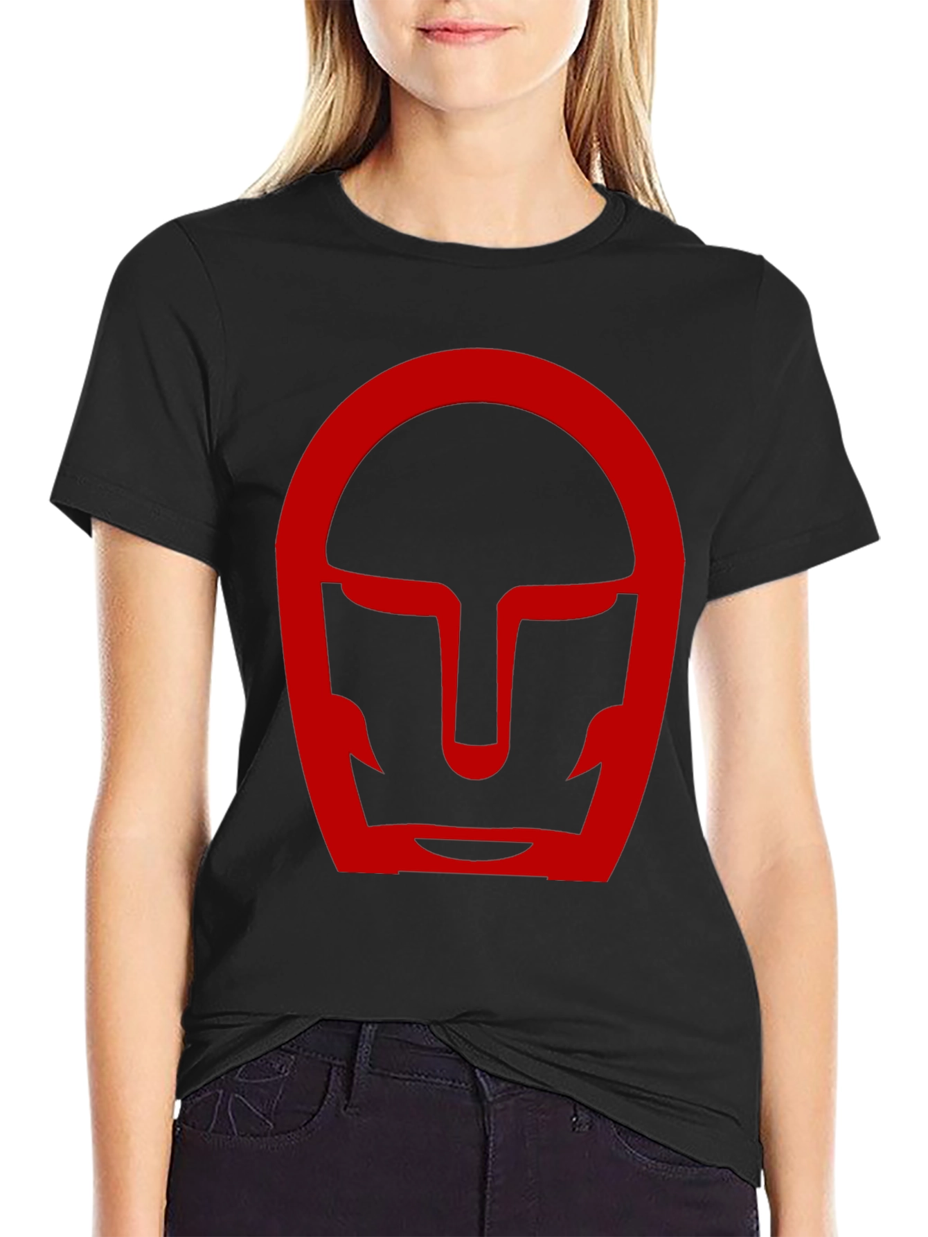 Black Red Helmet Graphic Black T-Shirt view 2