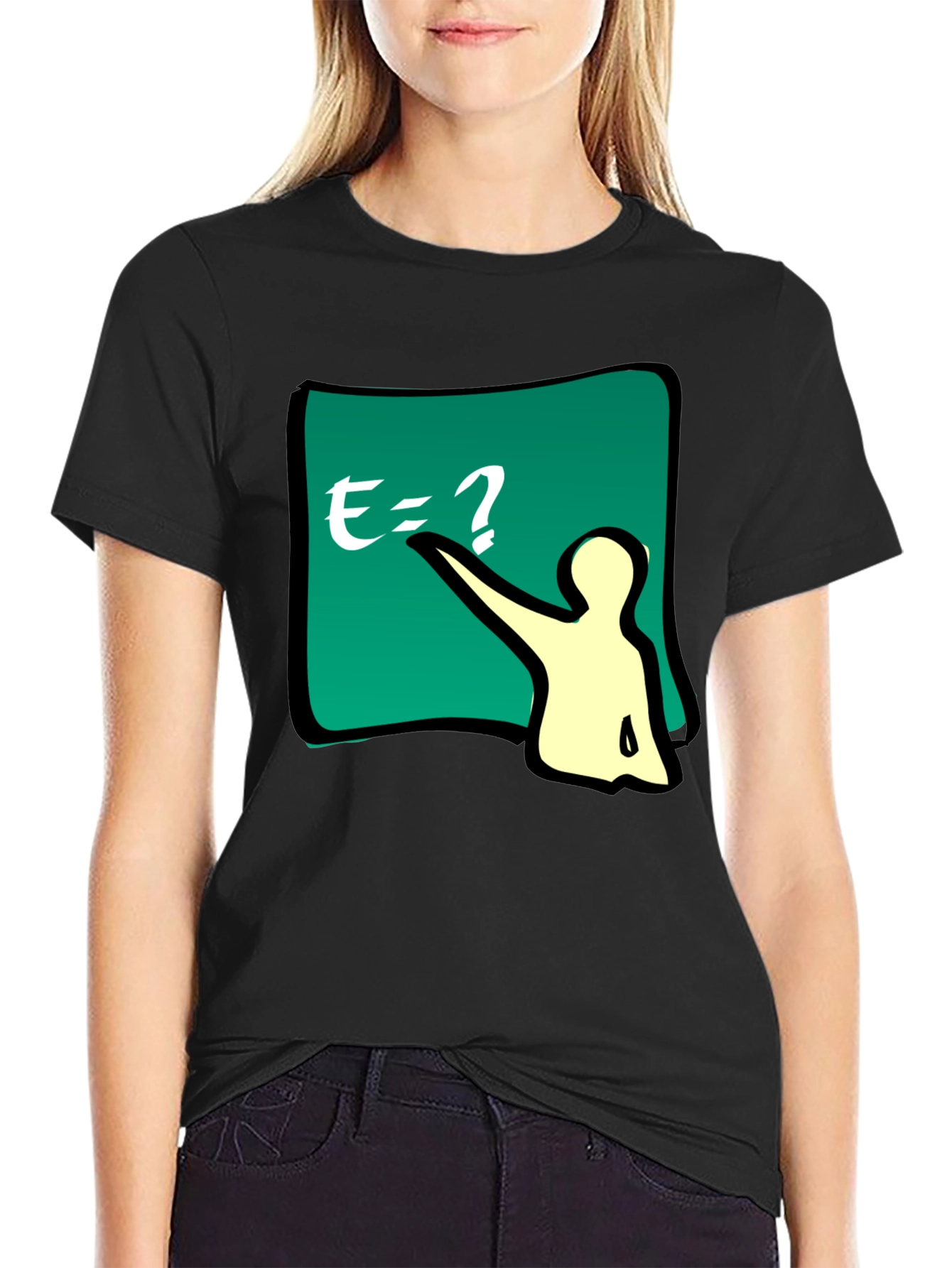Black Funny E=? Equation T-Shirt - Smart Casual Wear view 2