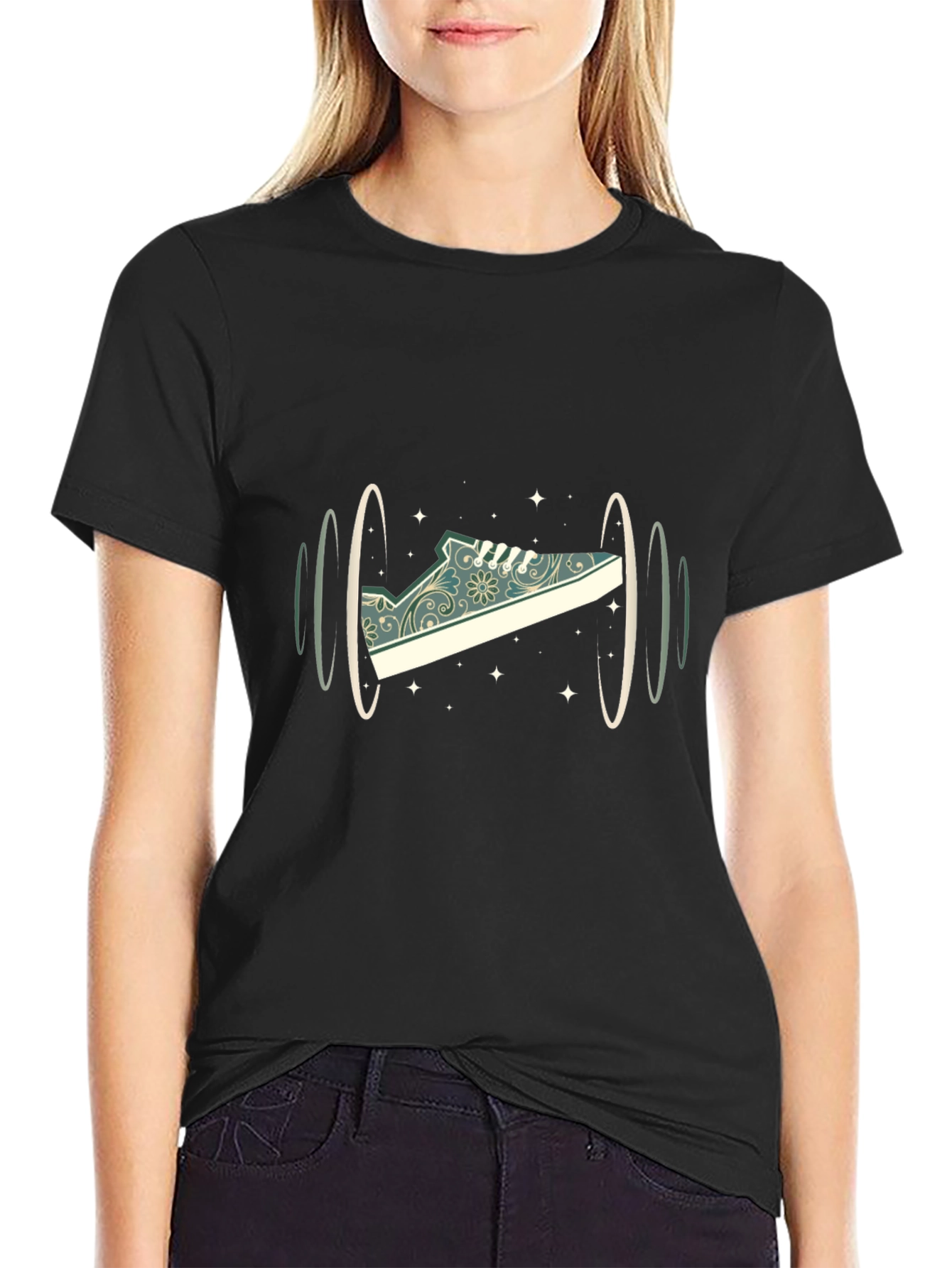 Black Sneaker Portal Graphic T-Shirt - Cool Black Tee view 2