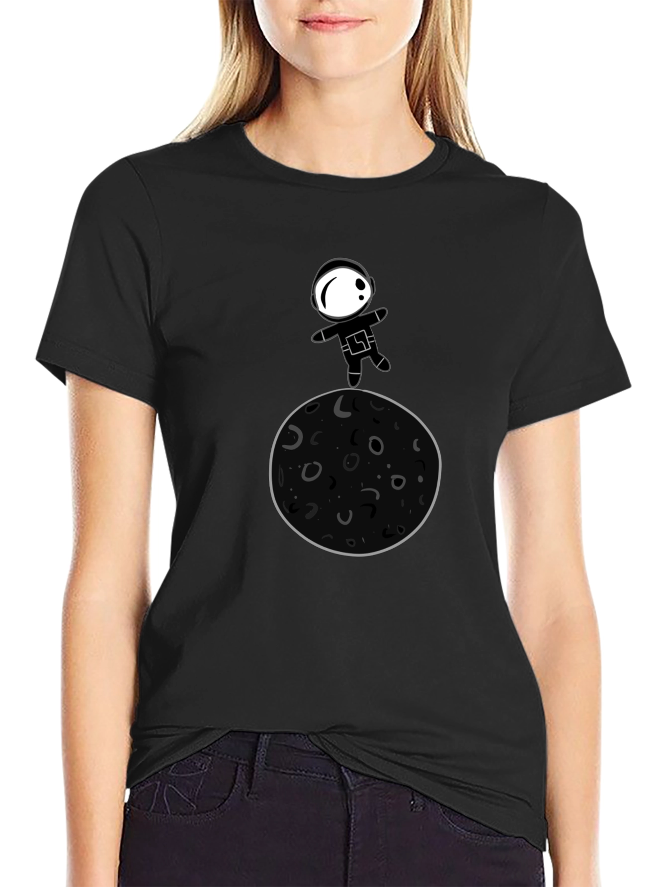 Black Astronaut Moon Landing Graphic T-Shirt view 2