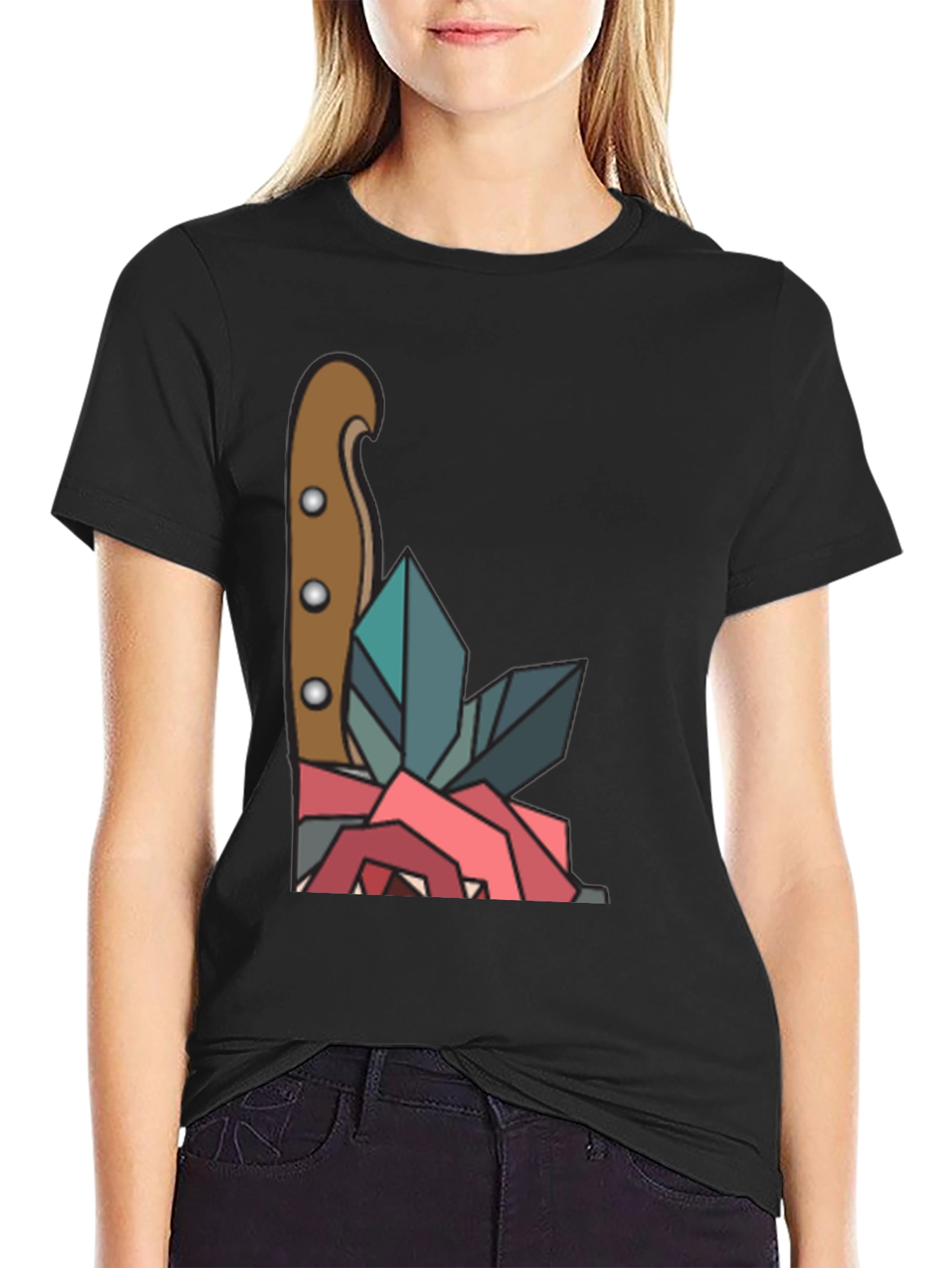 Rose & Crystal Dagger Graphic Tee - 2