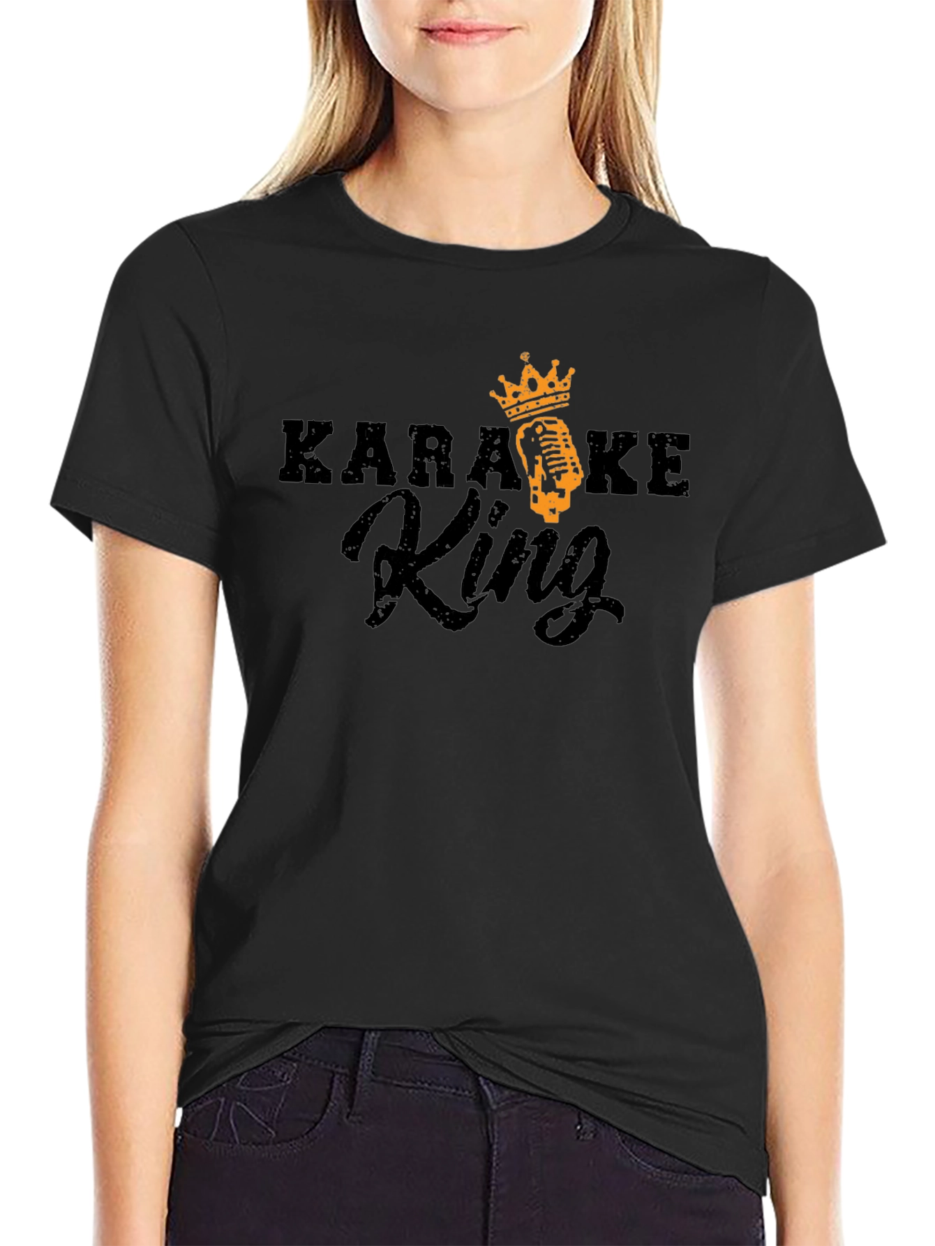 Black Karaoke King Black T-Shirt - Sing Your Heart Out! view 2