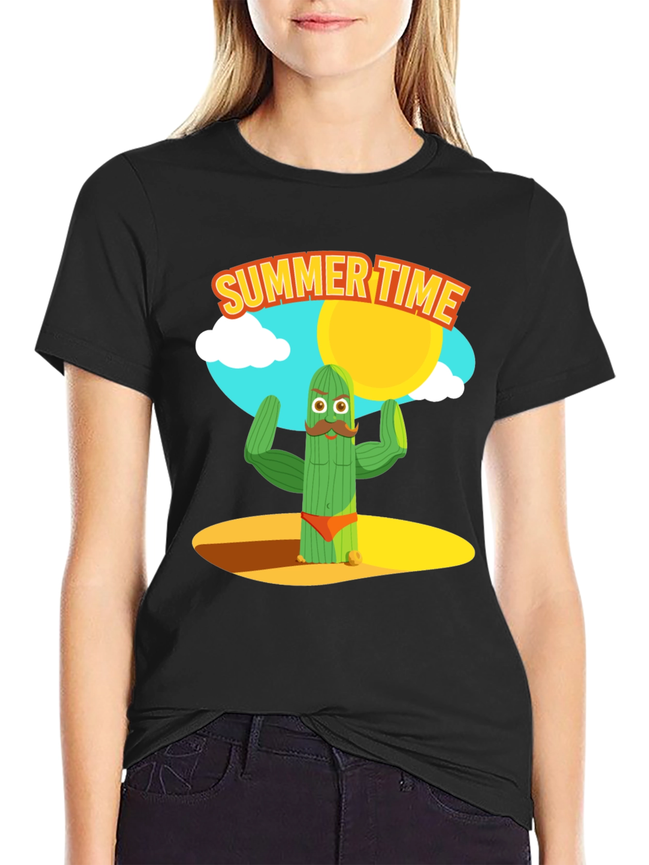 Black Summer Cactus Graphic Tee view 2