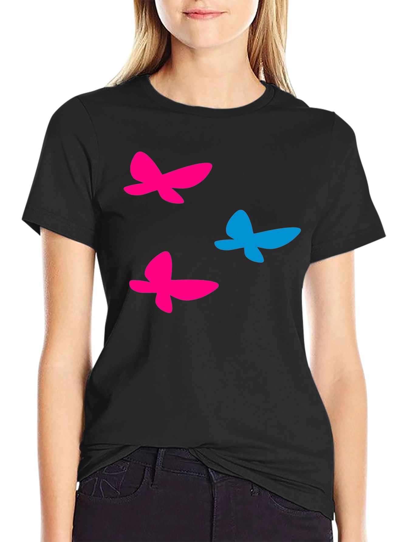 Black Butterfly Graphic T-Shirt - Fun Casual Wear view 2