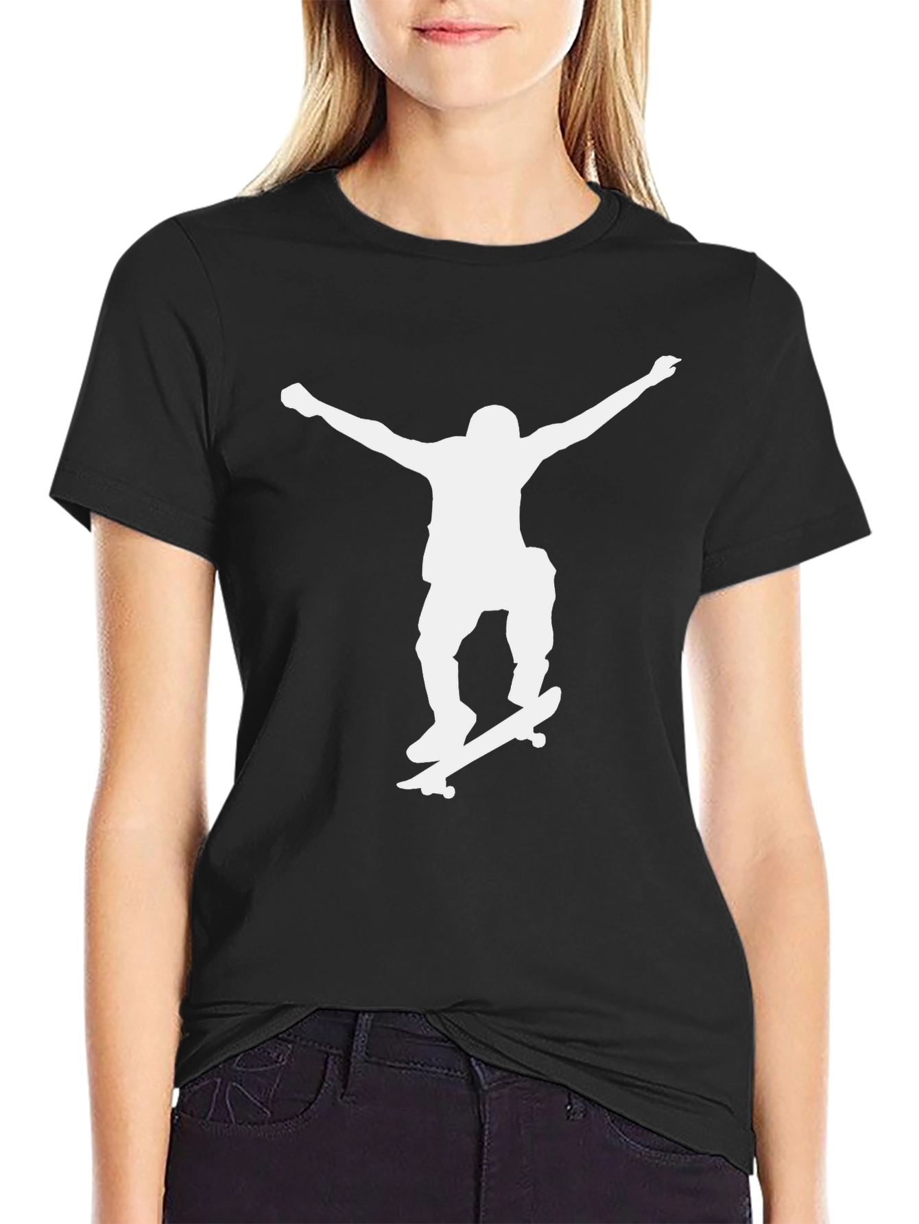 Black Skater Silhouette Graphic Tee - Black view 2