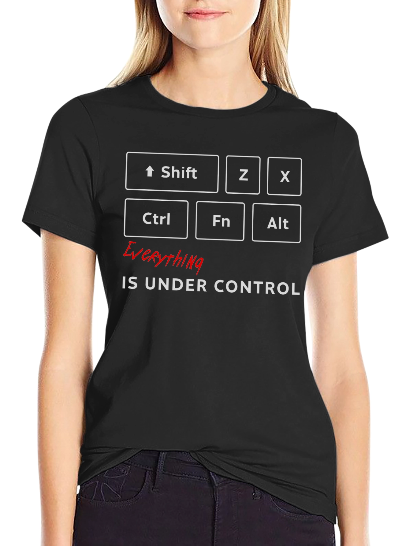 Black Everything is Under Control T-Shirt Funny Coder Programmer Tee view 2