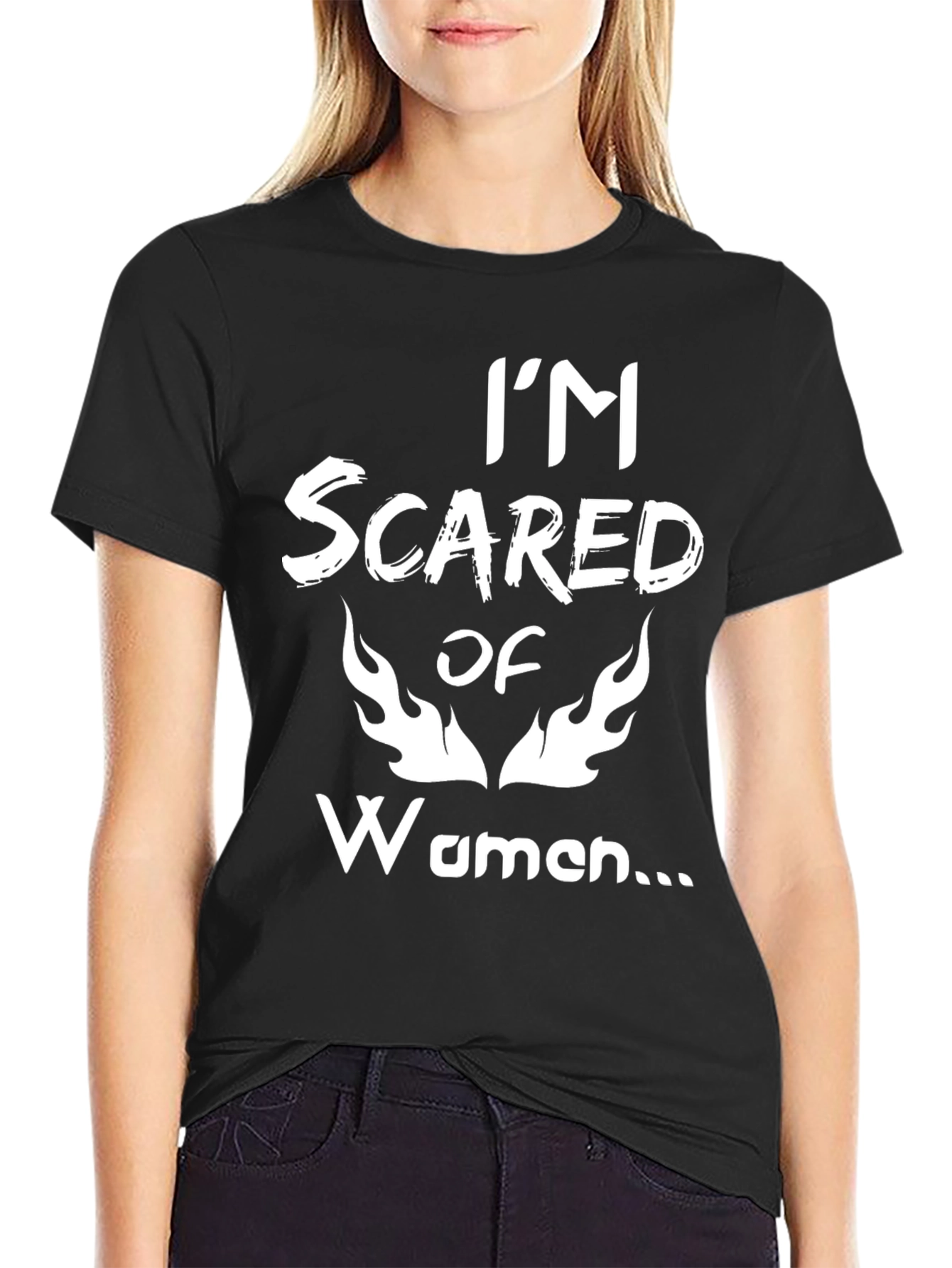 Black I'm Scared of Women Black Graphic Tee view 2