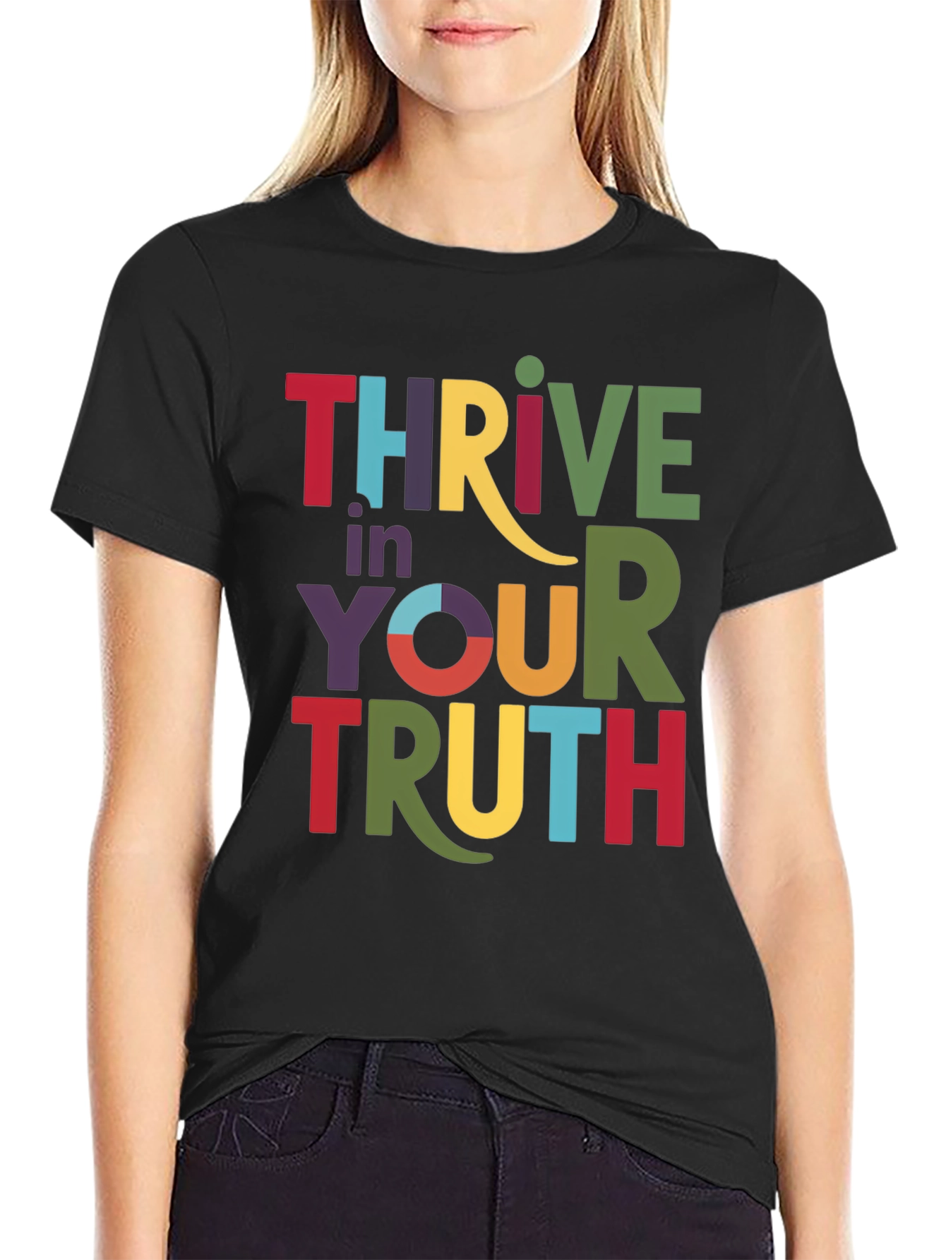 Black Thrive in Your Truth Graphic Tee - Black view 2