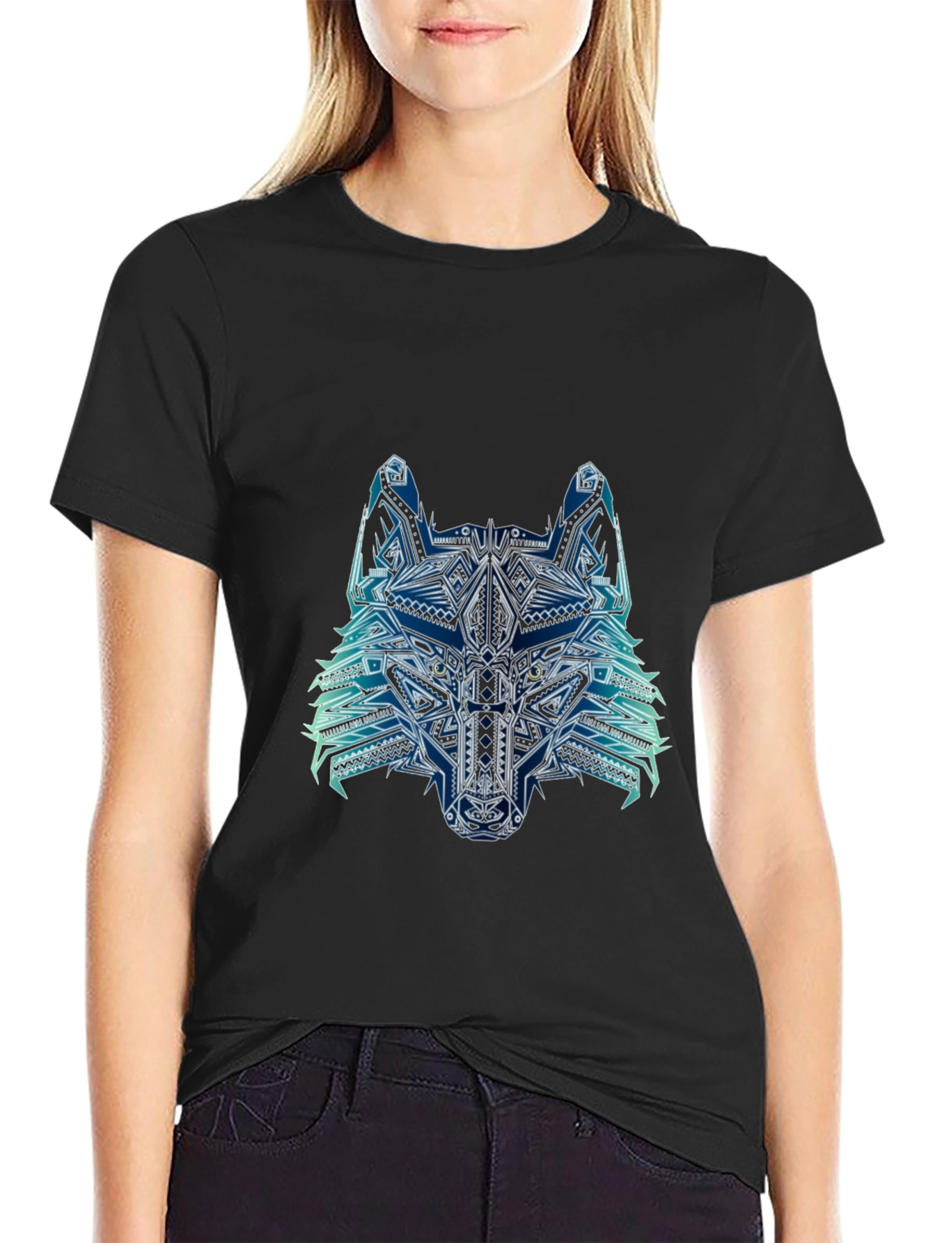 Black Abstract Wolf Graphic Tee - Mens Black T-Shirt view 2