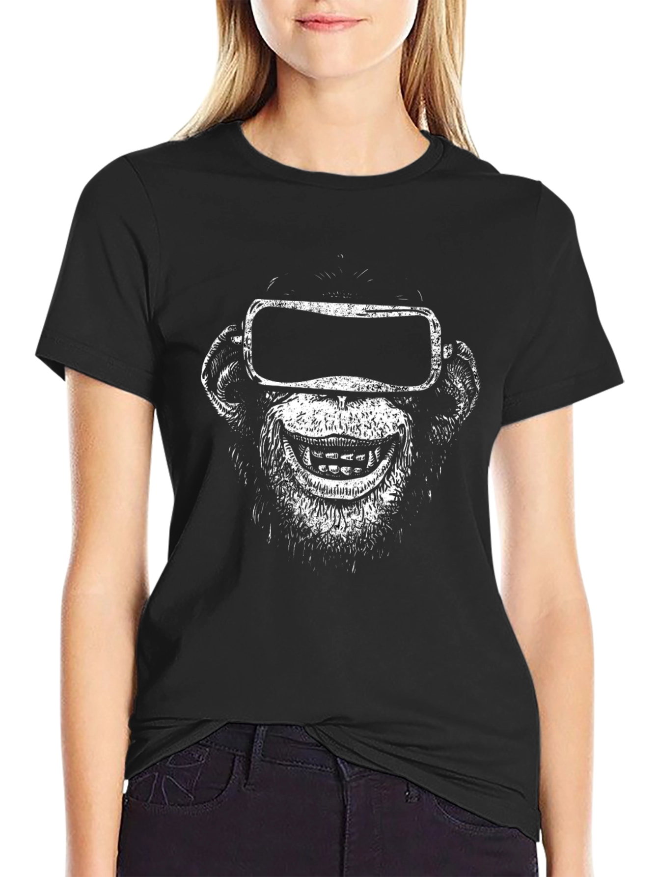Black Monkey VR Headset Graphic Tee - Black view 2