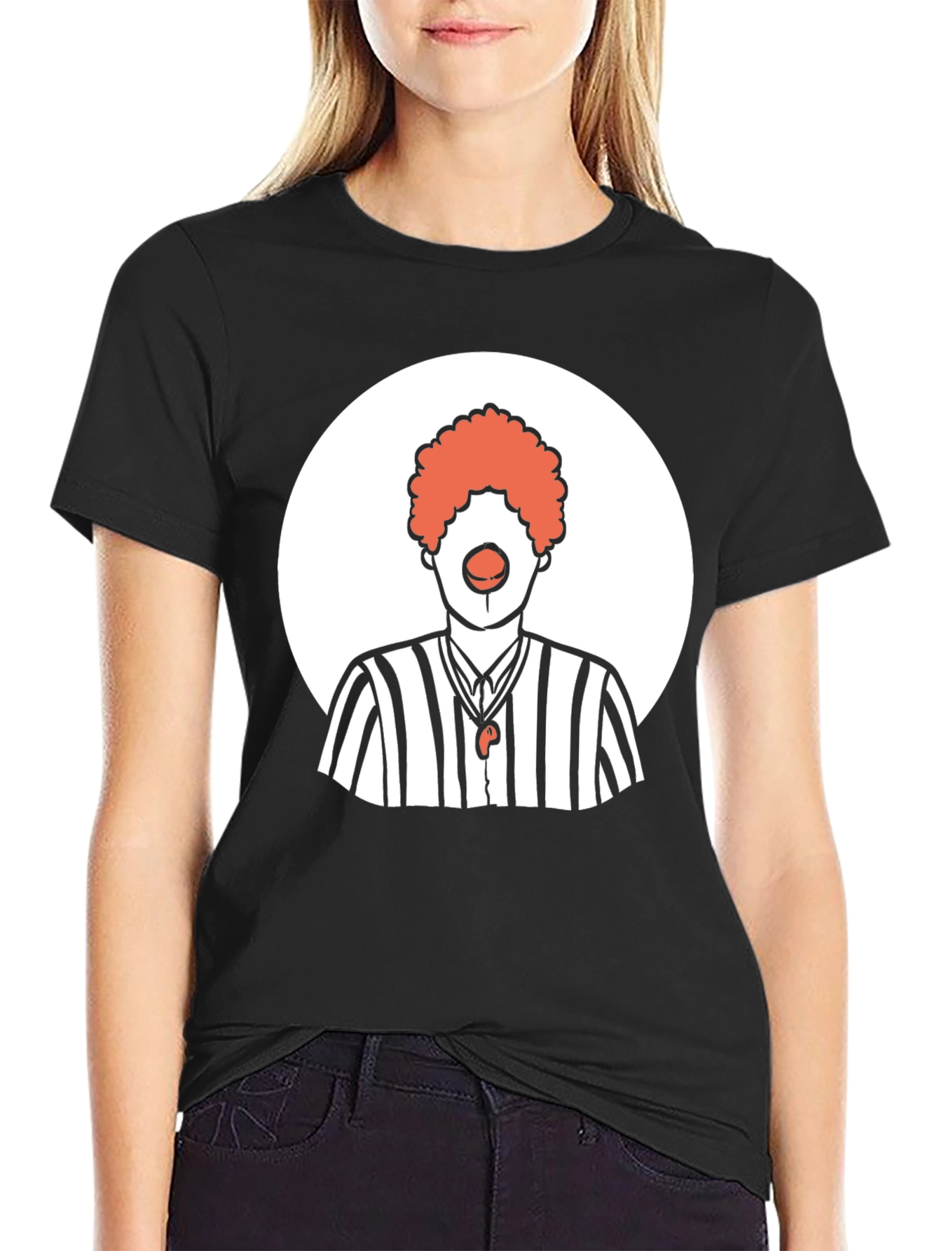 Black Clown Referee Graphic Tee - Unisex Black T-Shirt view 2