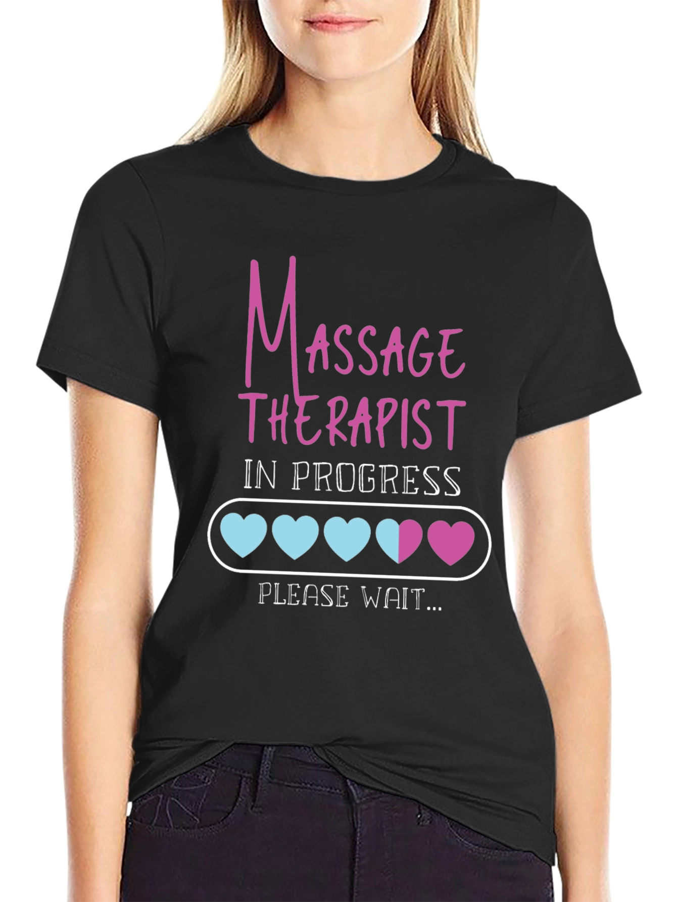 Black Massage Therapist in Progress Tee view 2