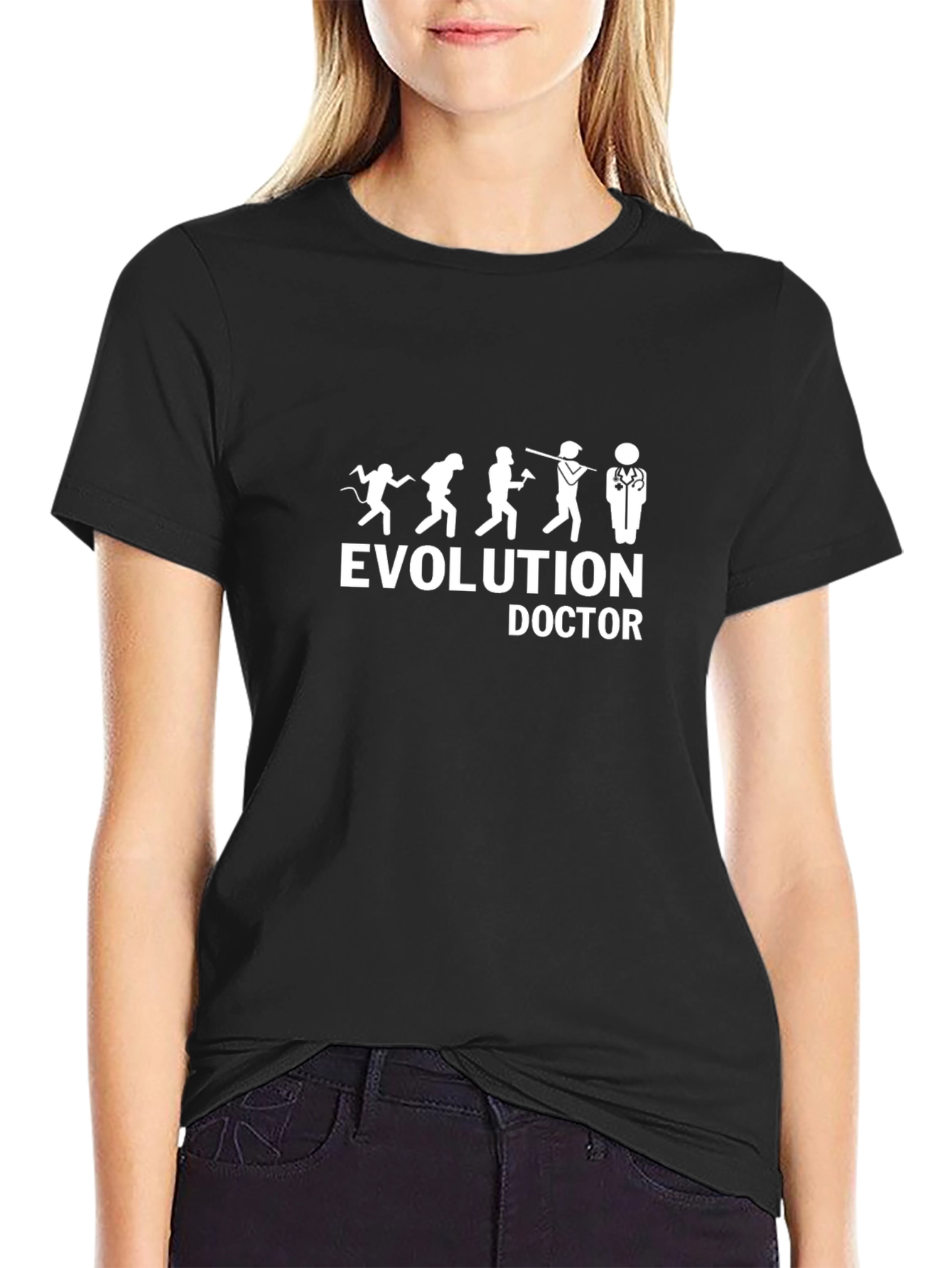 Black Evolution Doctor T-Shirt - Funny Medical Humor Tee view 2