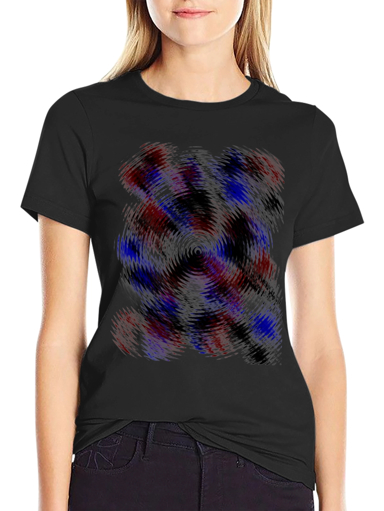 Black Abstract Swirl Graphic Tee - Black view 2