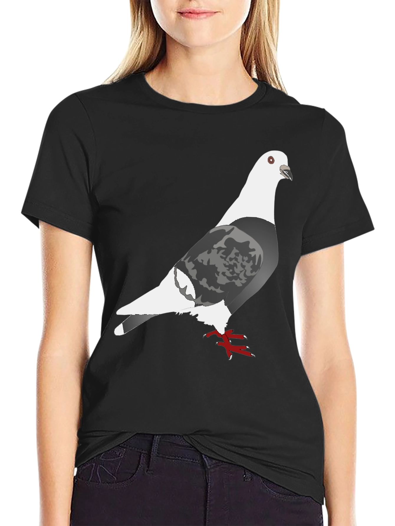 Black Pigeon Graphic Tee - Unique Bird Design Shirt view 2