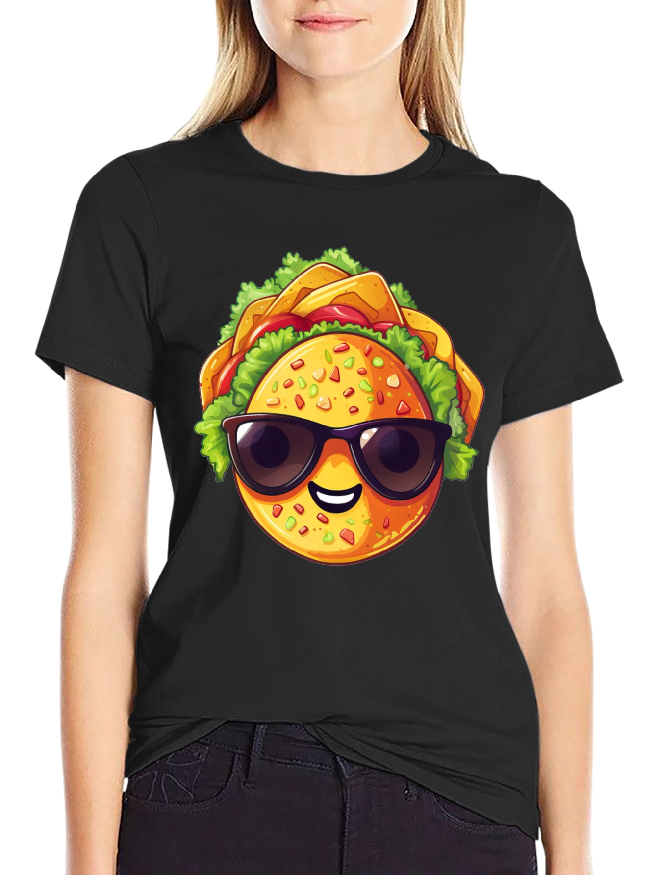 Black Cool Taco Graphic T-Shirt - Stylish Black Tee view 2
