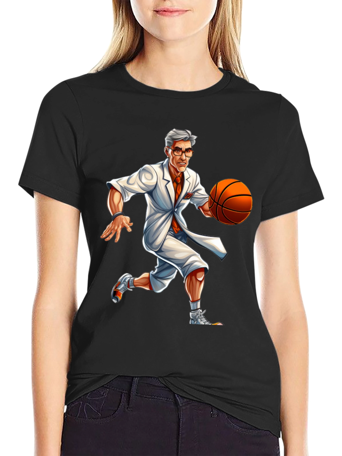 Black Colonel Sanders Basketball T-Shirt - Novelty Tee view 2