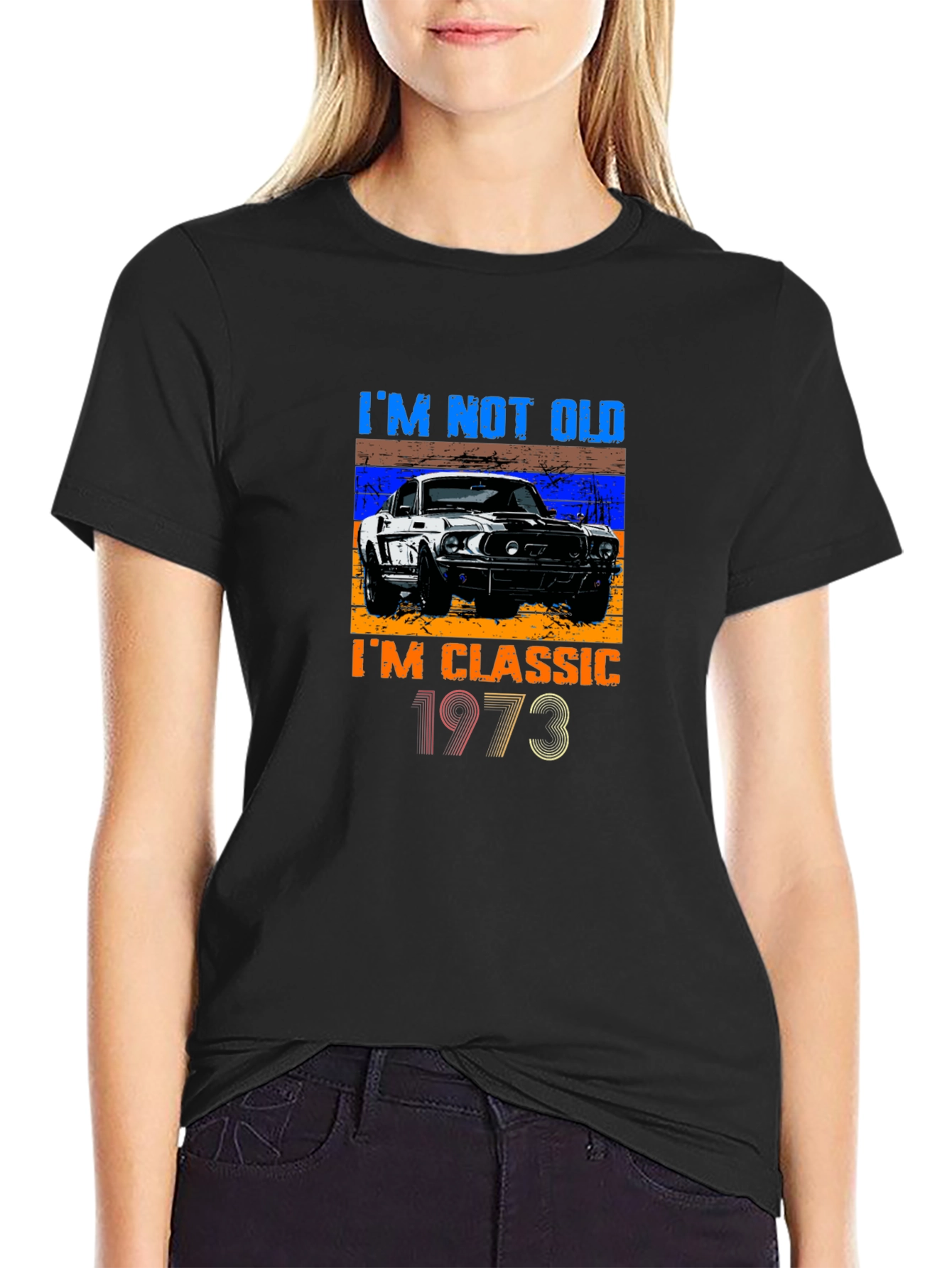 Black I'm Not Old, I'm Classic 1973 Black T-Shirt view 2
