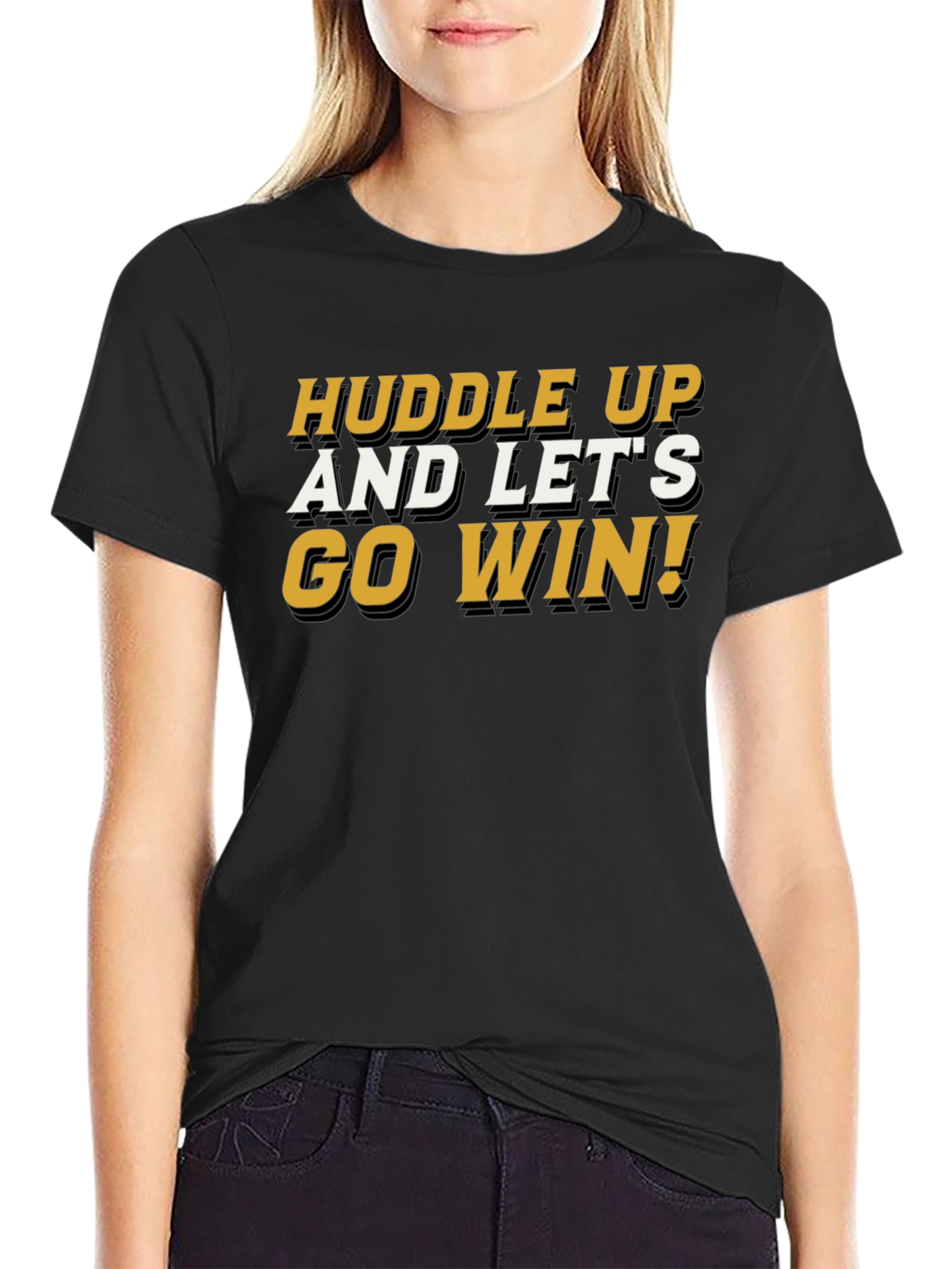 Black Huddle Up! Graphic Tee - Black Cotton Blend view 2